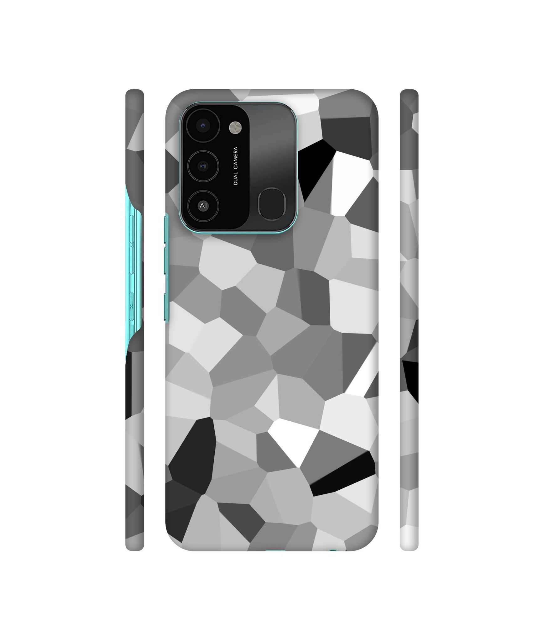 Black & White Mathematical Shape Designer Hard Back Cover for Tecno Spark 8C