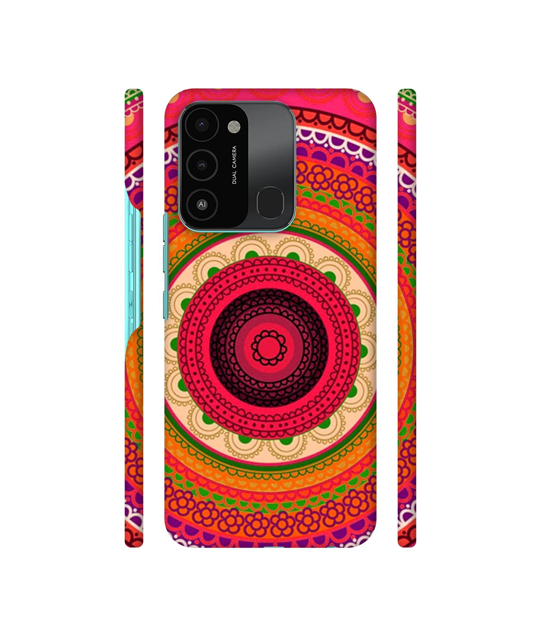 Round Rangoli Designer Hard Back Cover for Tecno Spark 8C