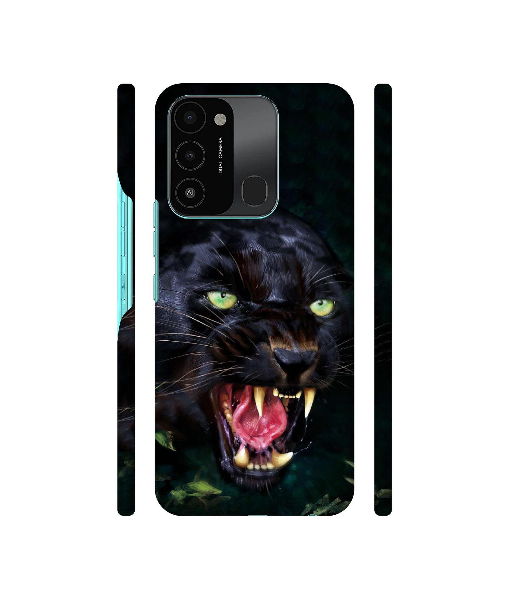 Angry Black Tiger Face Designer Hard Back Cover for Tecno Spark 8C