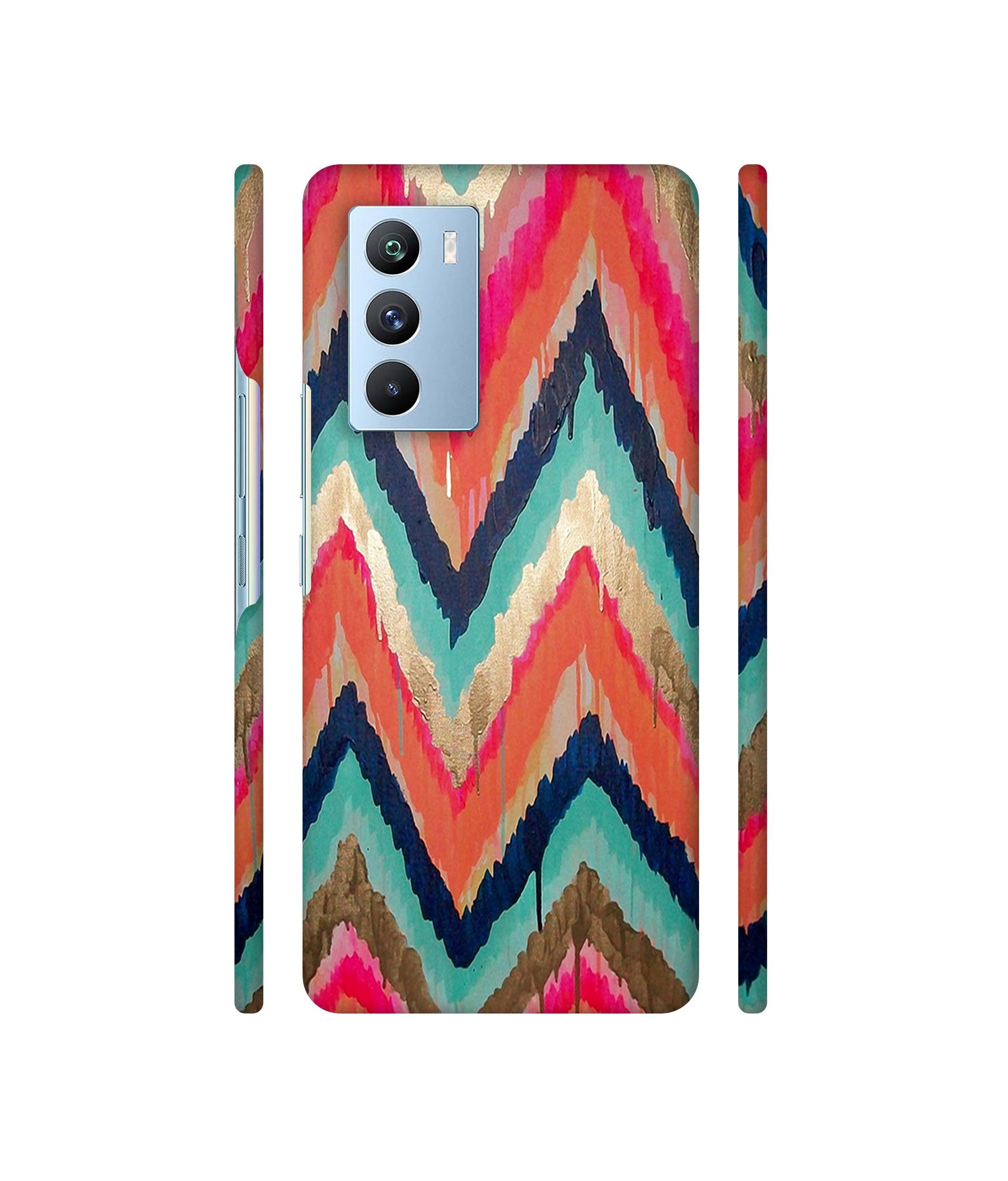 Colorful Zig-Zag Lines Art Designer Hard Back Cover for Vivo iQOO 9 SE 5G