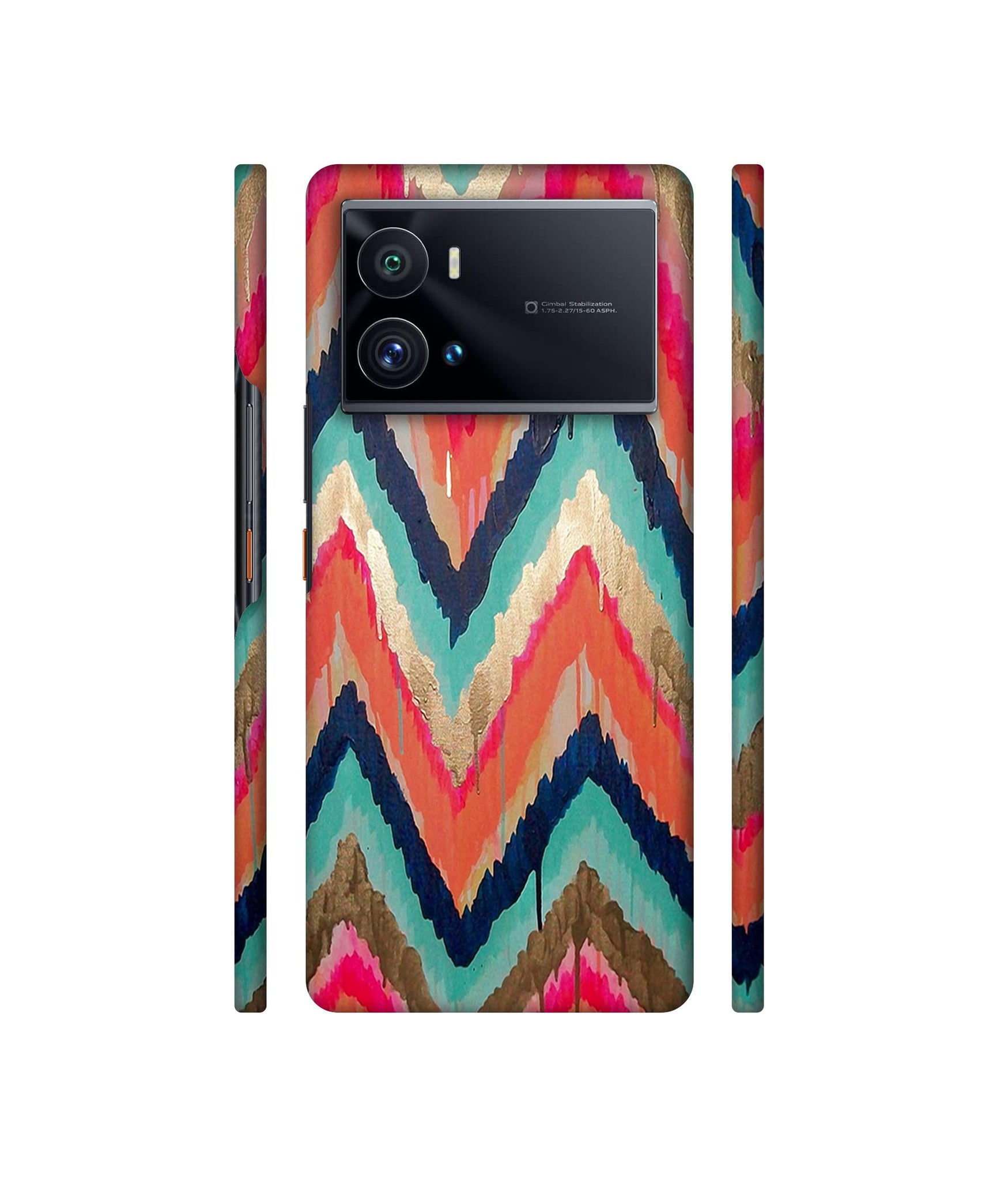 Colorful Zig-Zag Lines Art Designer Hard Back Cover for Vivo iQOO 9 Pro 5G