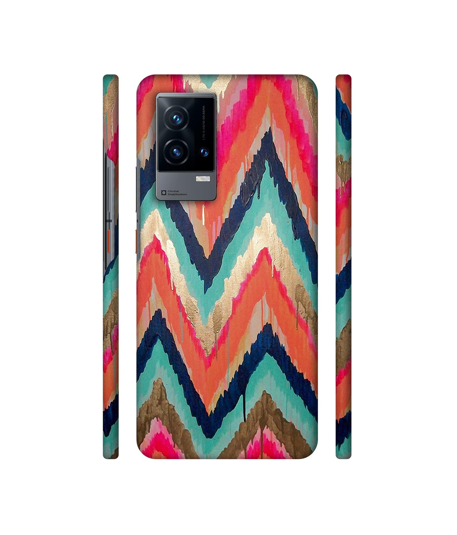 Colorful Zig-Zag Lines Art Designer Hard Back Cover for Vivo iQOO 9 5G