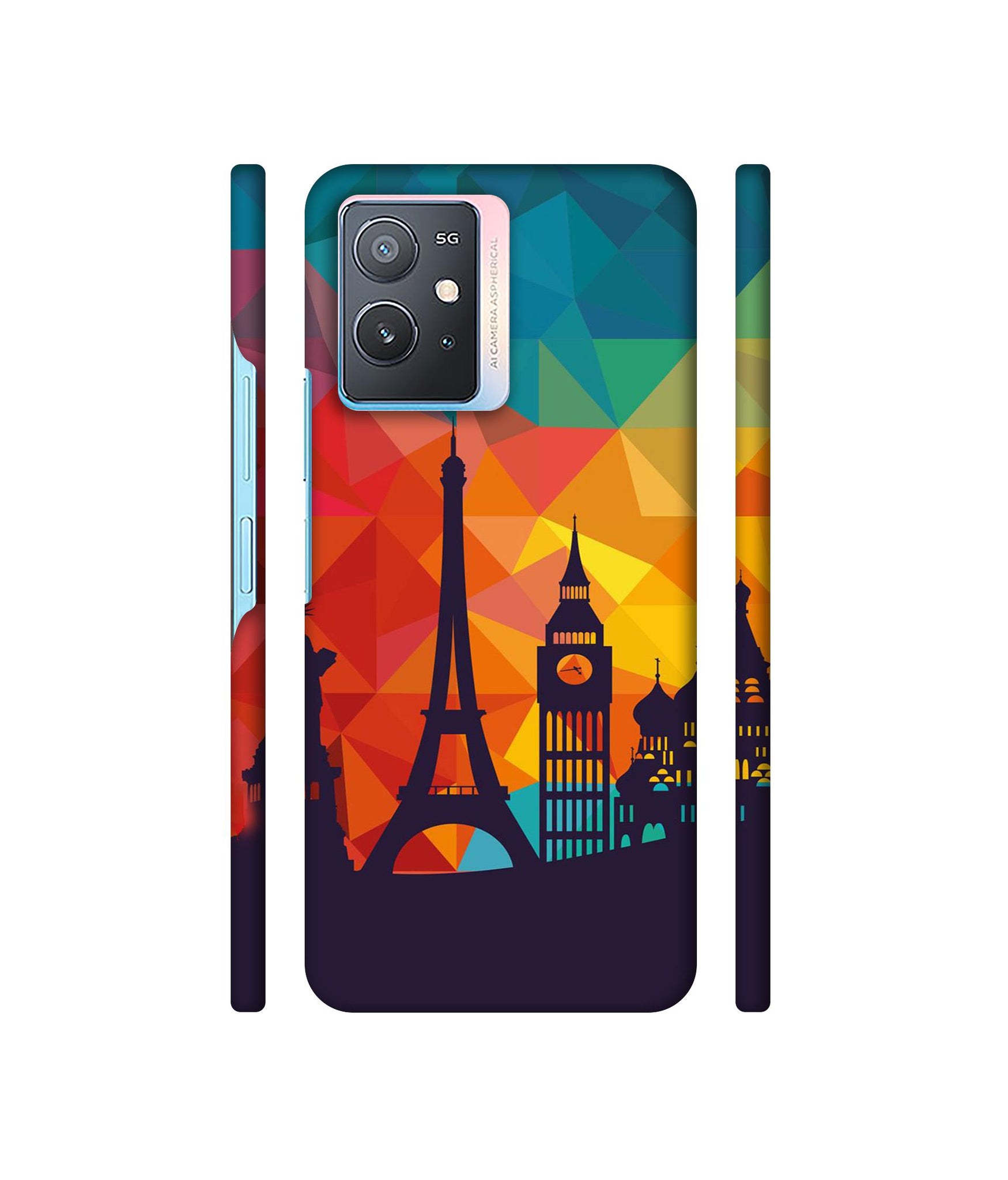 Colored Paris Designer Hard Back Cover for Vivo iQOO Z6 5G