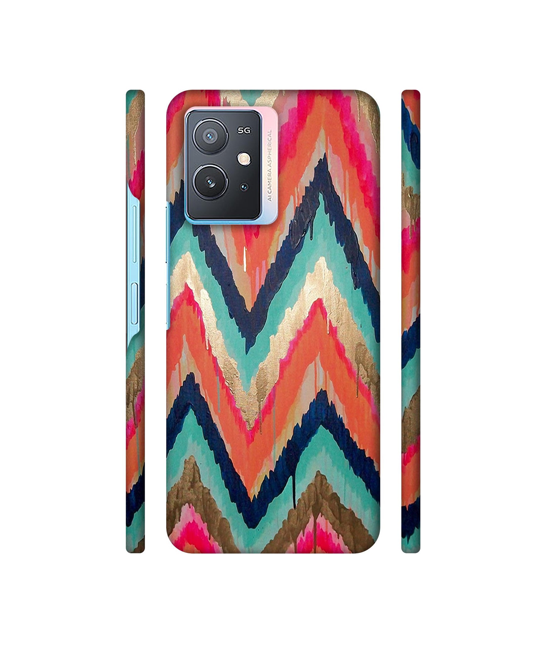 Colorful Zig-Zag Lines Art Designer Hard Back Cover for Vivo iQOO Z6 5G