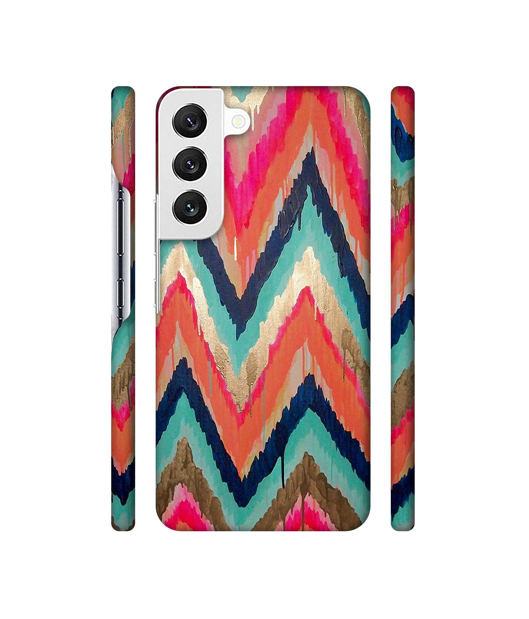 Colorful Zig-Zag Lines Art Designer Hard Back Cover for Samsung Galaxy S22 5G
