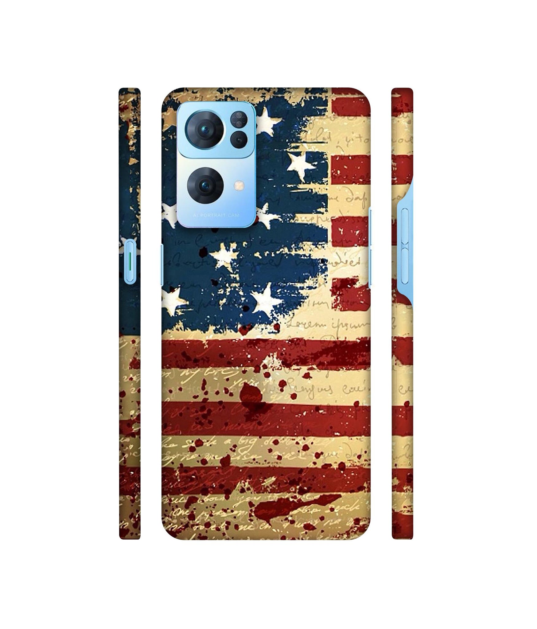 Colorful USA Flag Designer Hard Back Cover for Oppo Reno7 Pro 5G