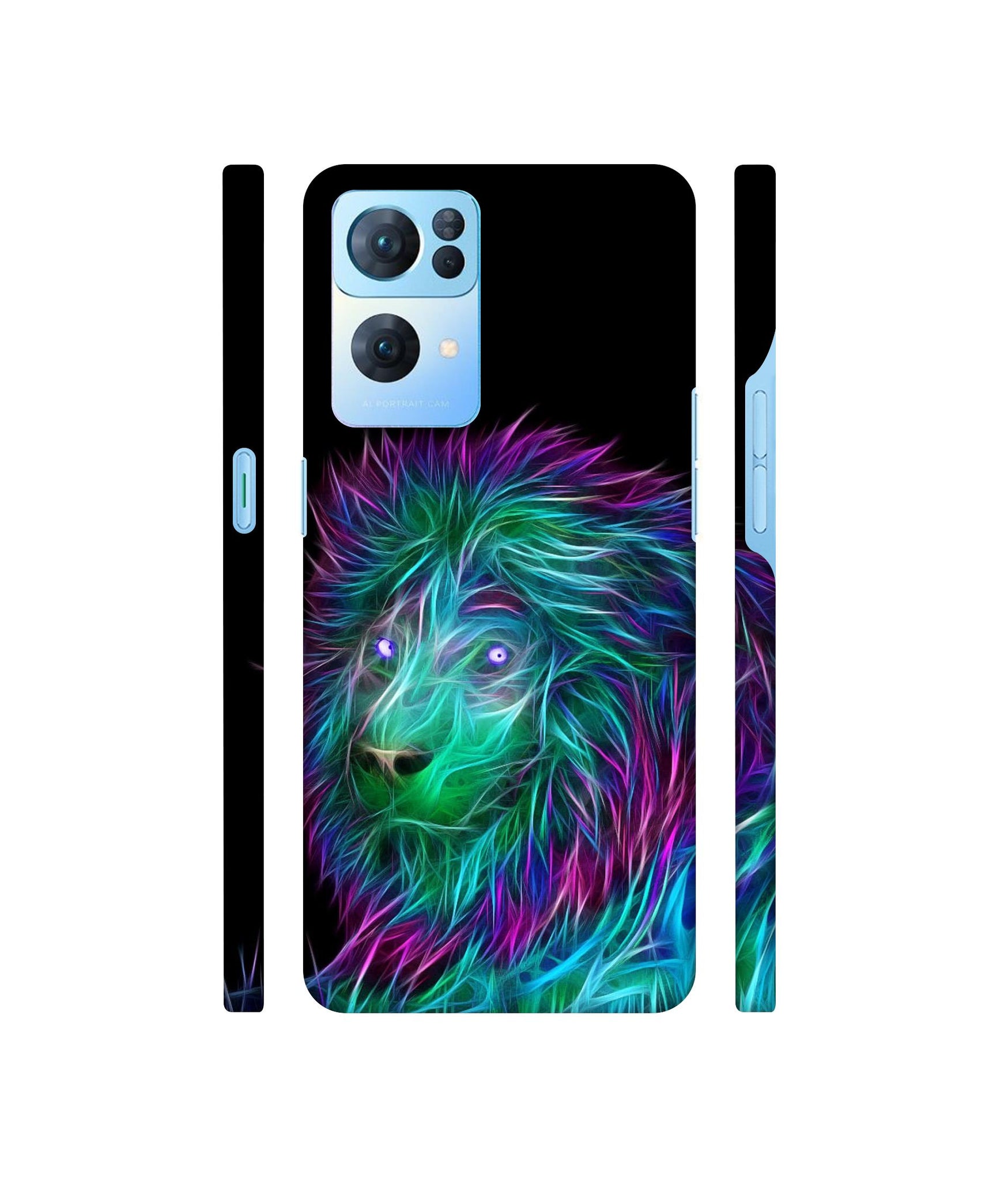 3D Lion Designer Hard Back Cover for Oppo Reno7 Pro 5G