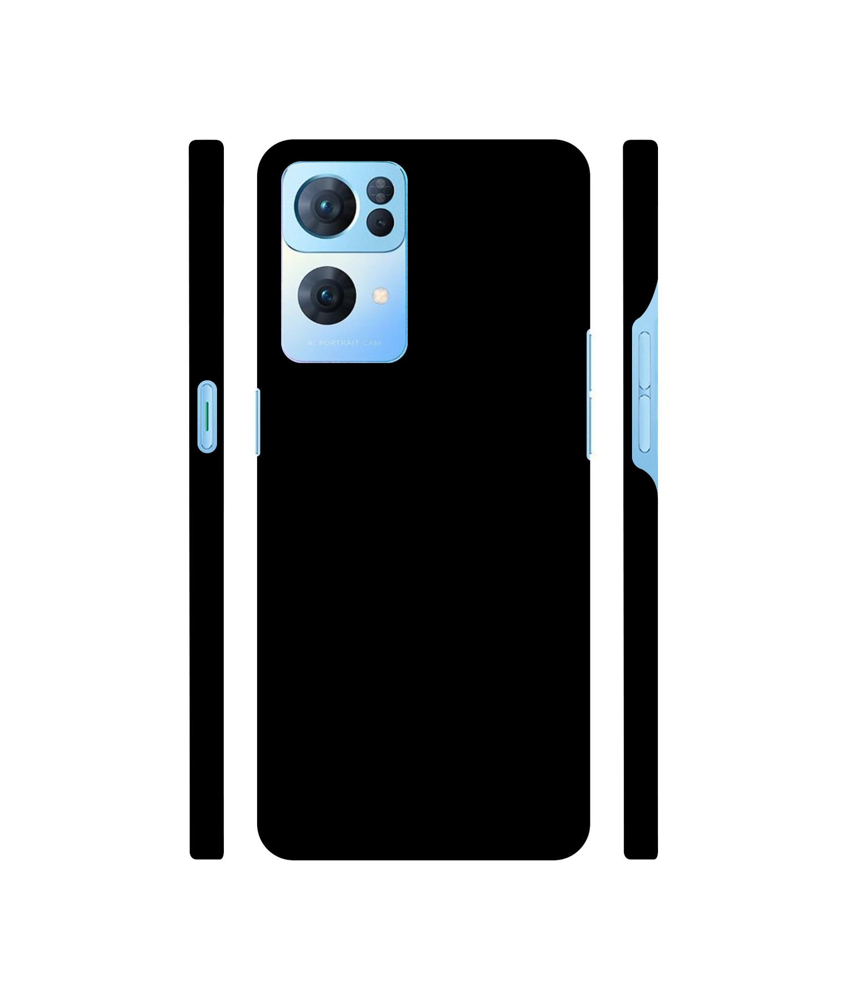 Solid Black Designer Hard Back Cover for Oppo Reno7 Pro 5G