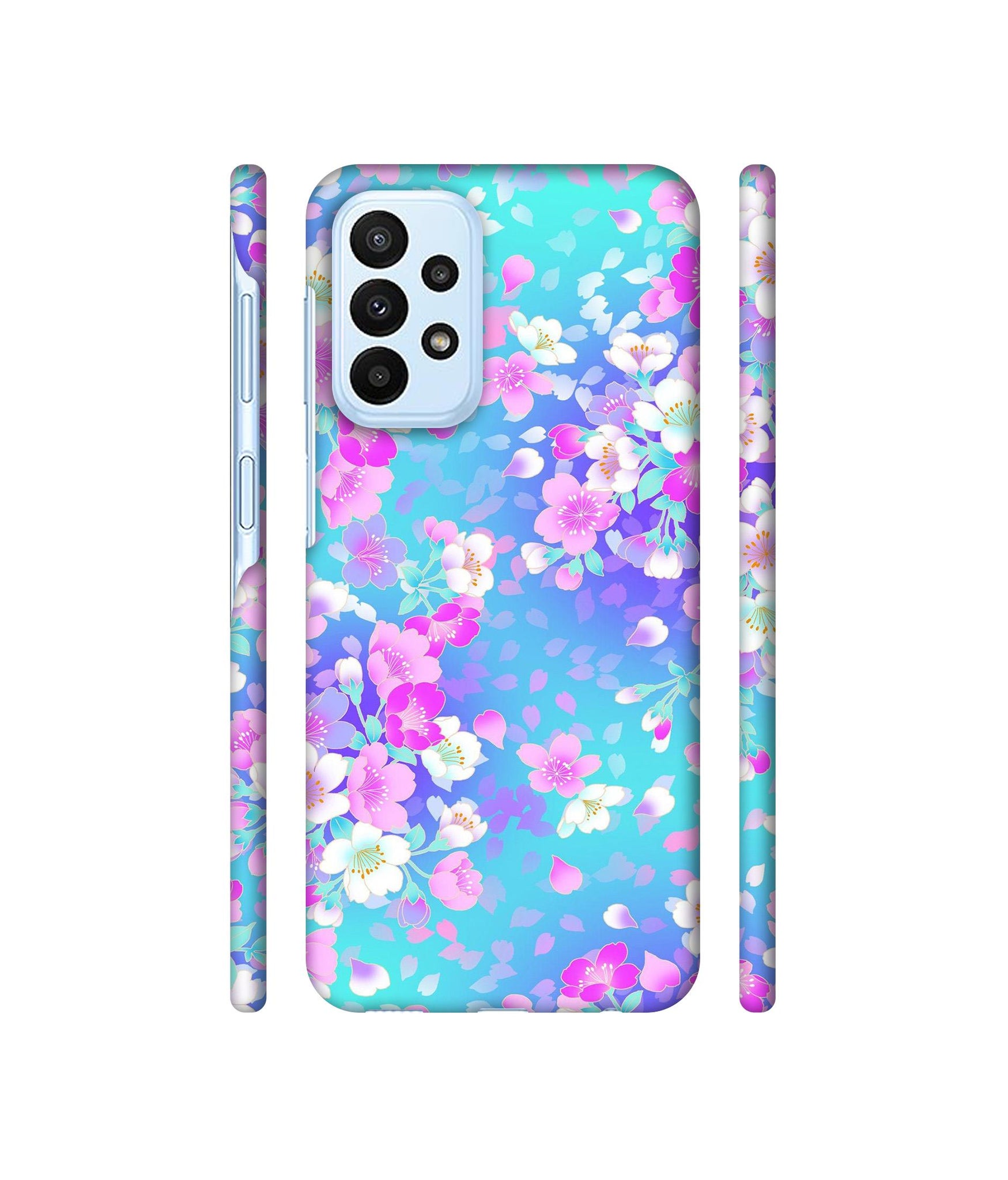 Floral Blue Pattern Designer Hard Back Cover for Samsung Galaxy A23 4G