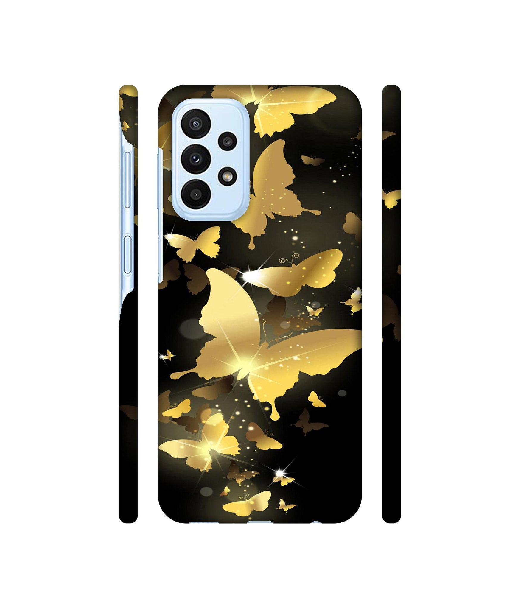 Golden Butterfly Pattern Designer Hard Back Cover for Samsung Galaxy A23 4G
