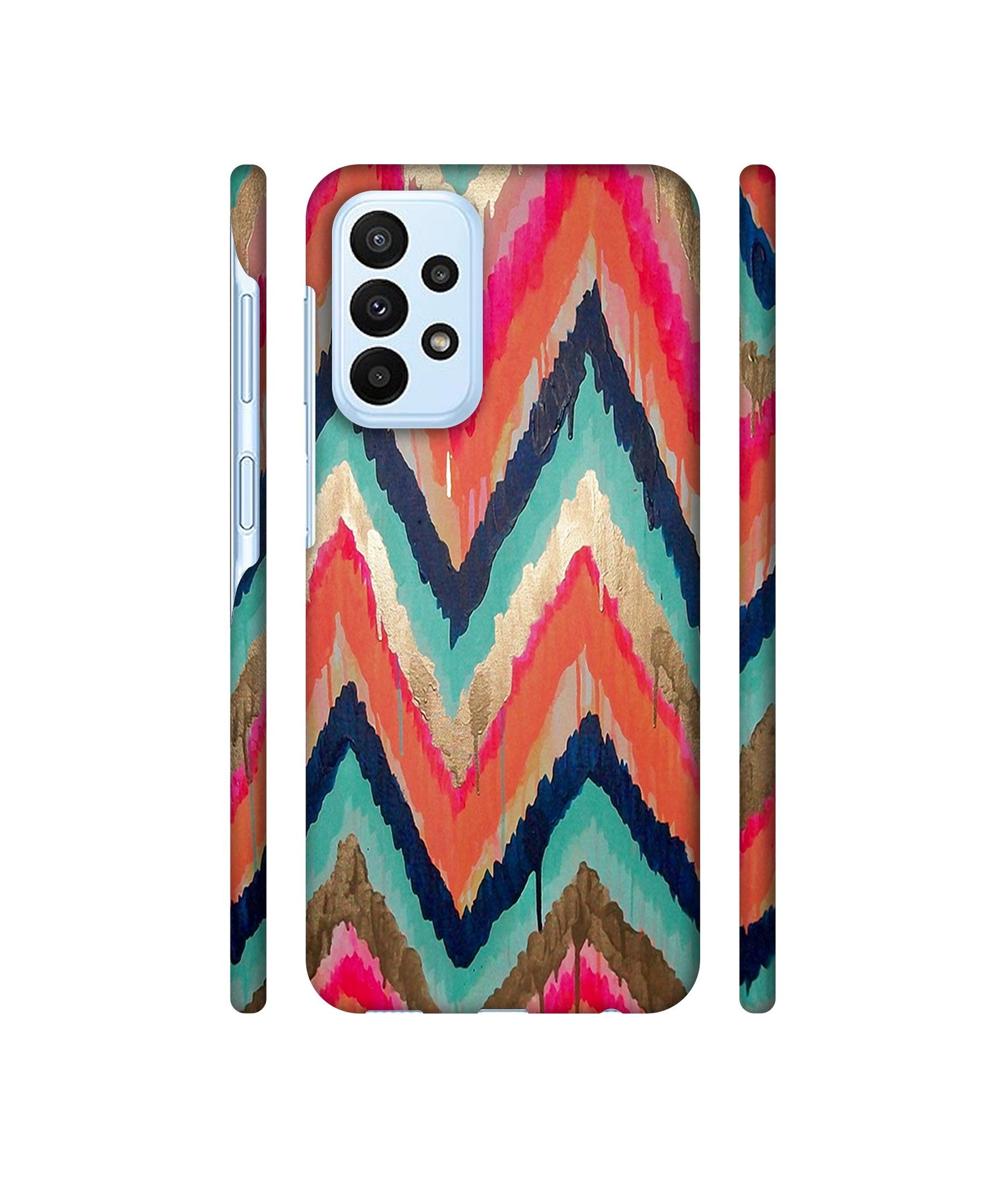 Colorful Zig-Zag Lines Art Designer Hard Back Cover for Samsung Galaxy A23 4G