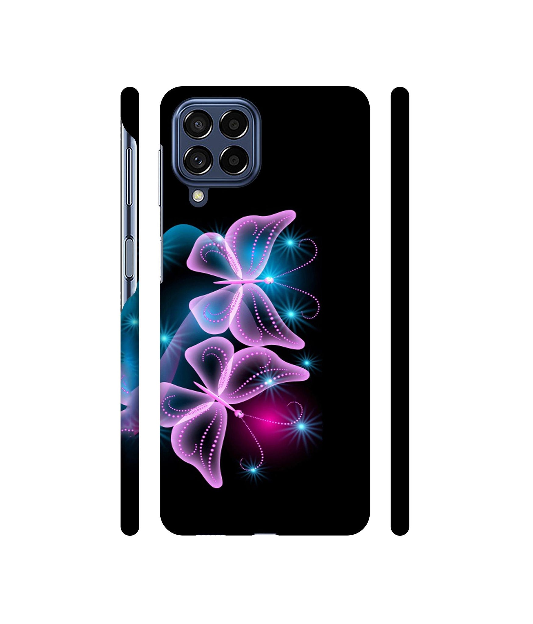 Butterflies Neon Light Designer Hard Back Cover for Samsung Galaxy M53 5G