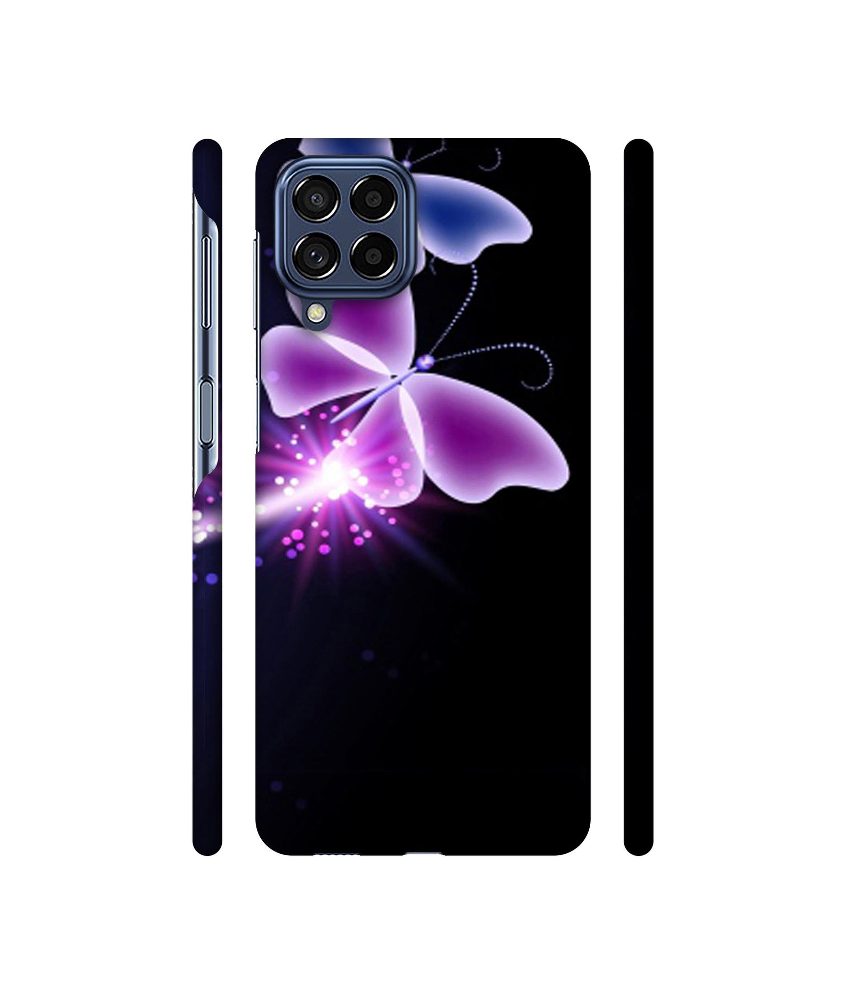 Neon Butterfly Light Abstract Shine Designer Hard Back Cover for Samsung Galaxy M53 5G