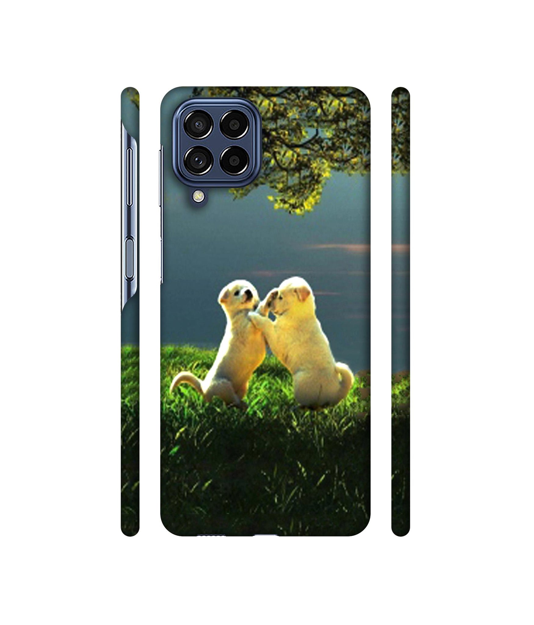 Puppy Couple Play Kids Nature Designer Hard Back Cover for Samsung Galaxy M53 5G