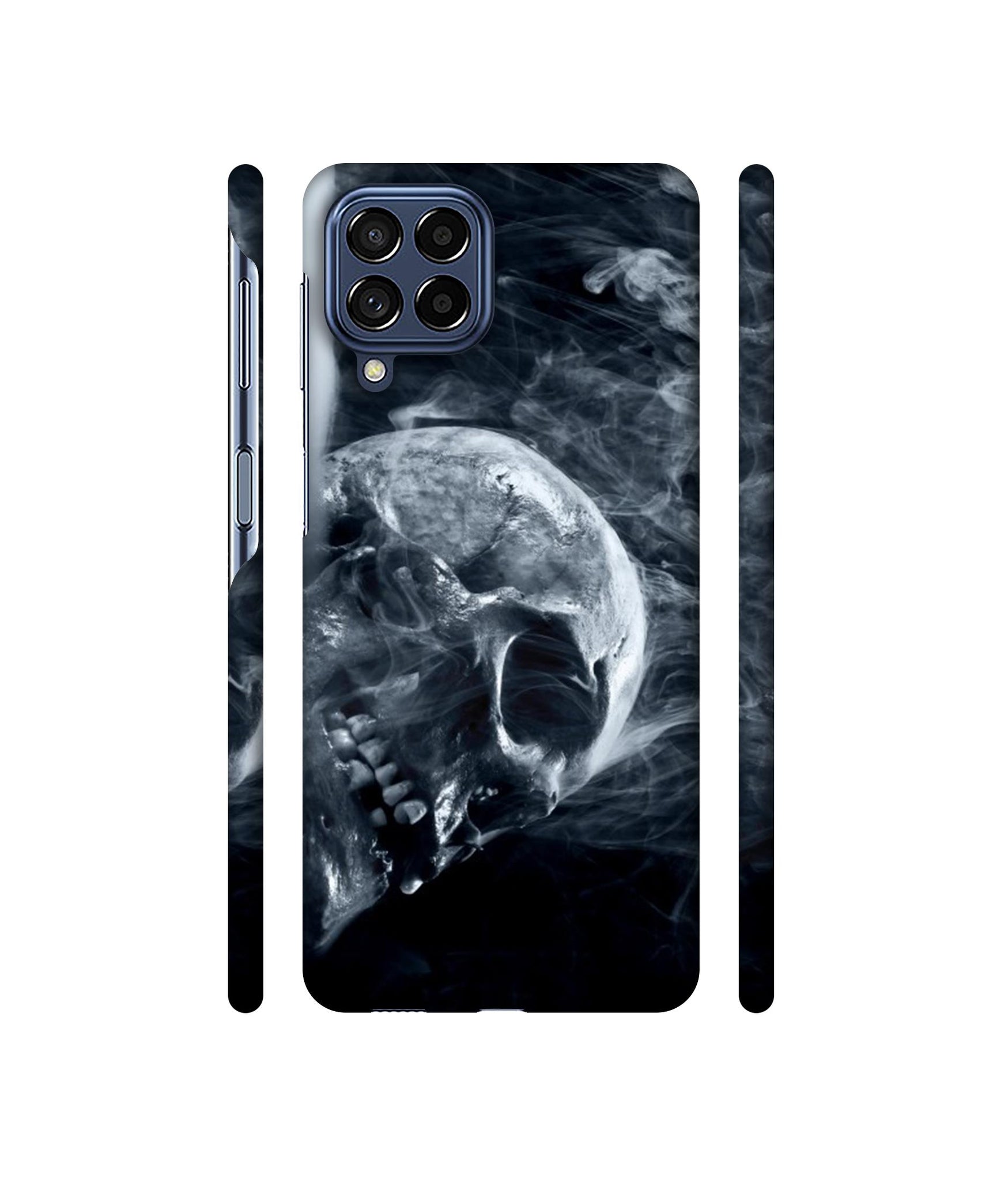 Skull Smoke Blue Scary Death Designer Hard Back Cover for Samsung Galaxy M53 5G