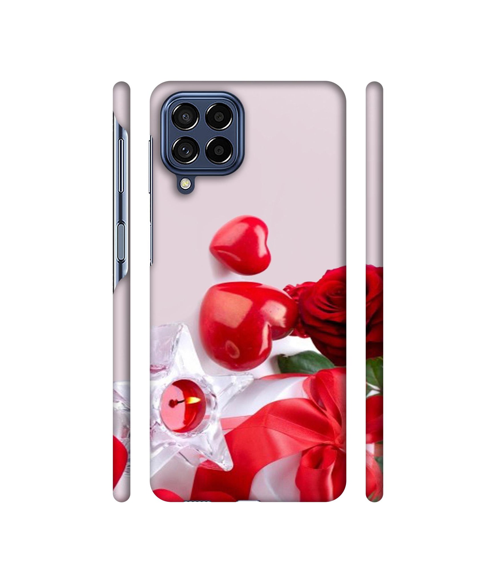 Red Rose Heart Valentines Couple Designer Hard Back Cover for Samsung Galaxy M53 5G