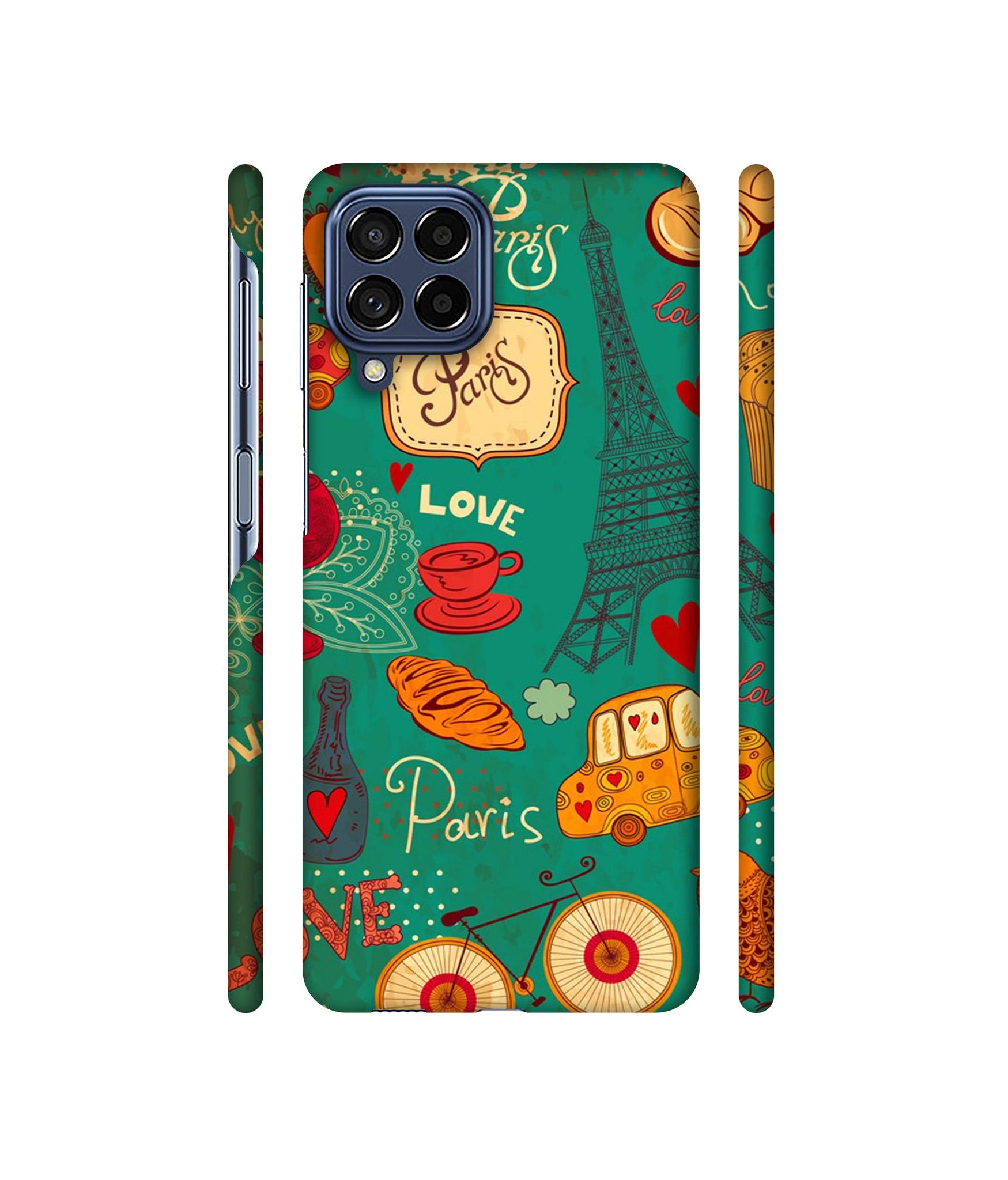 Paris Love Print Designer Hard Back Cover for Samsung Galaxy M53 5G