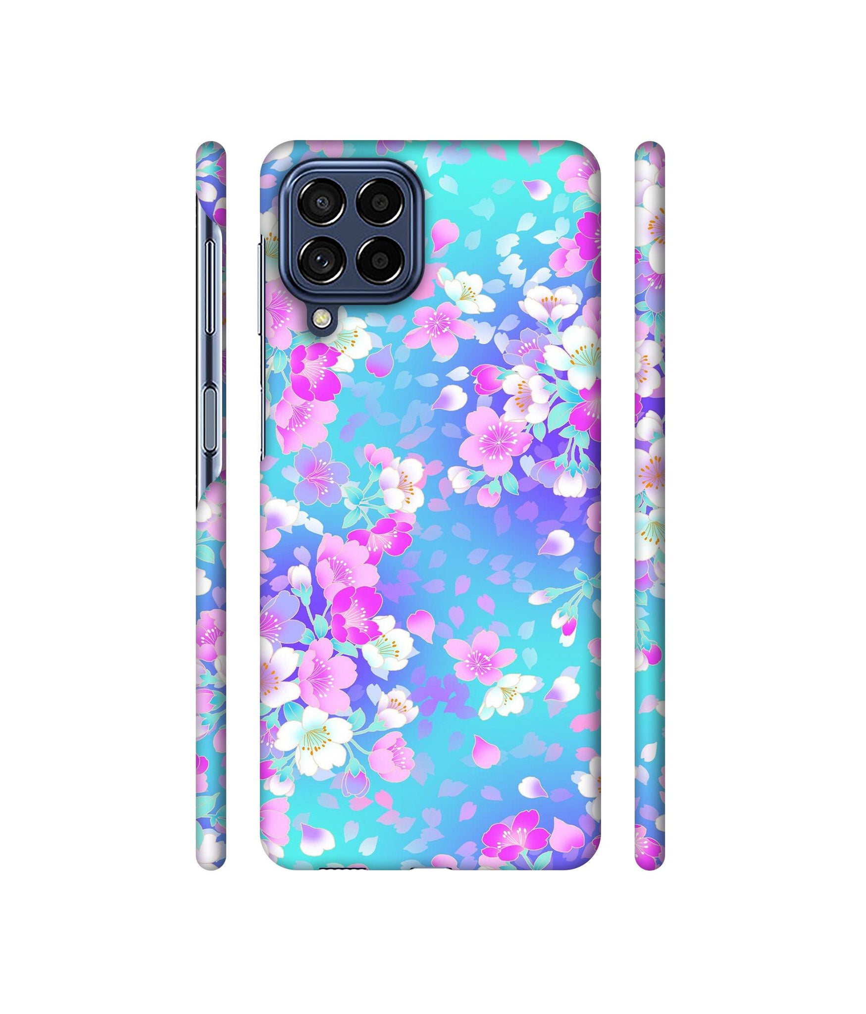 Floral Blue Pattern Designer Hard Back Cover for Samsung Galaxy M53 5G