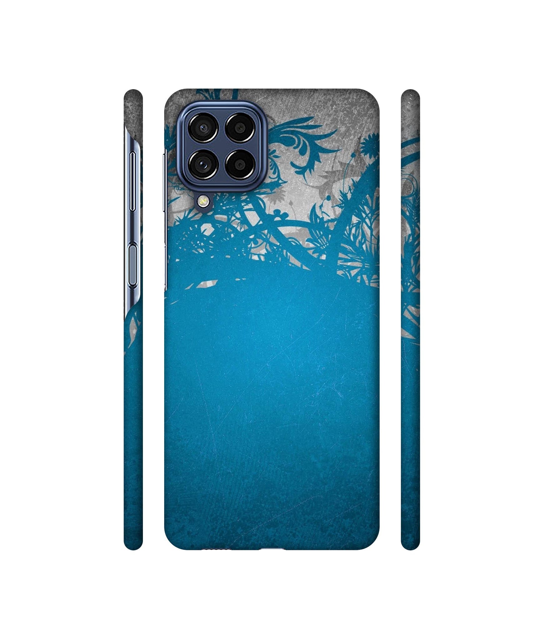 Blue Floral Pattern Designer Hard Back Cover for Samsung Galaxy M53 5G