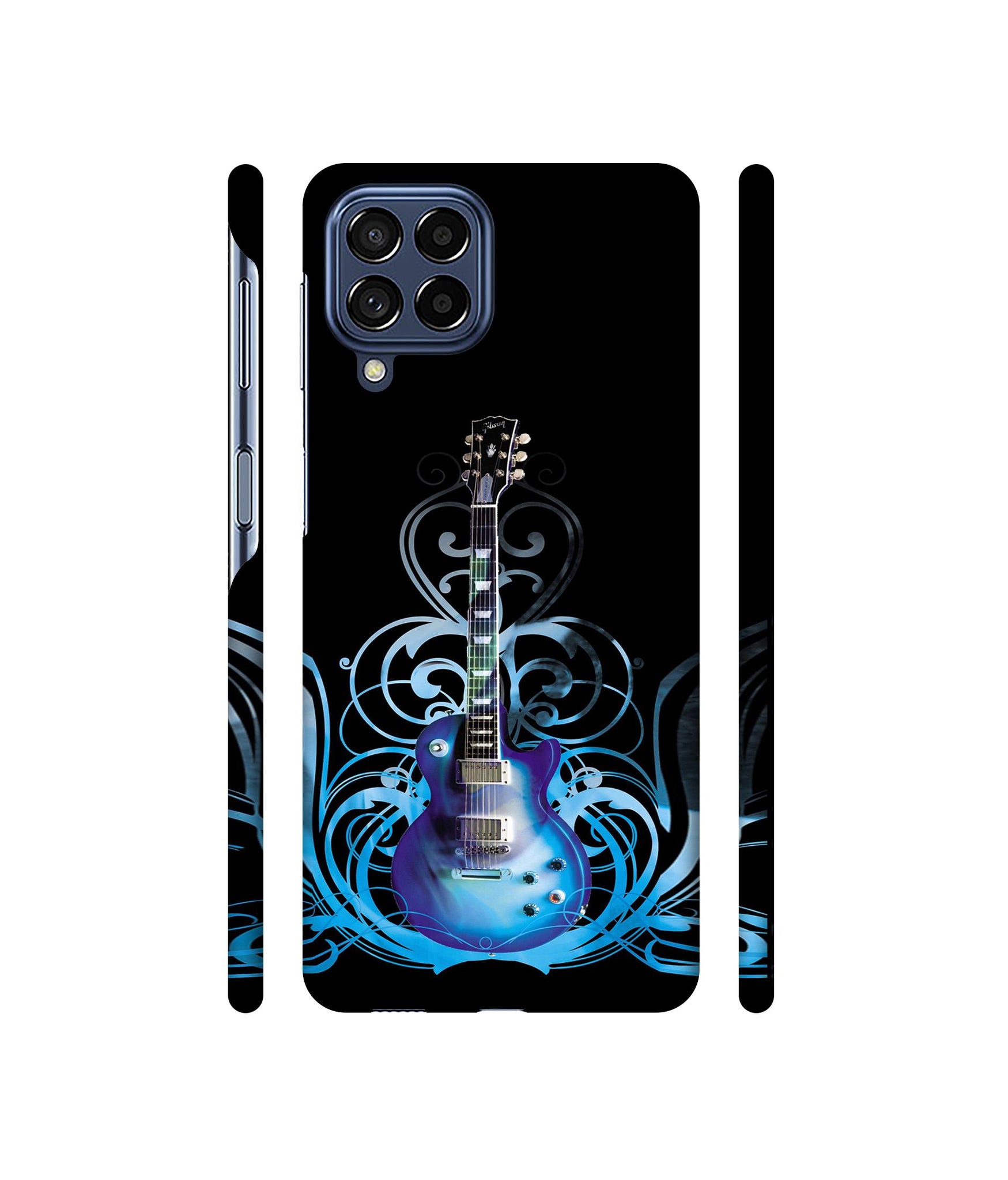 Guitar In Blue Pattern Designer Hard Back Cover for Samsung Galaxy M53 5G