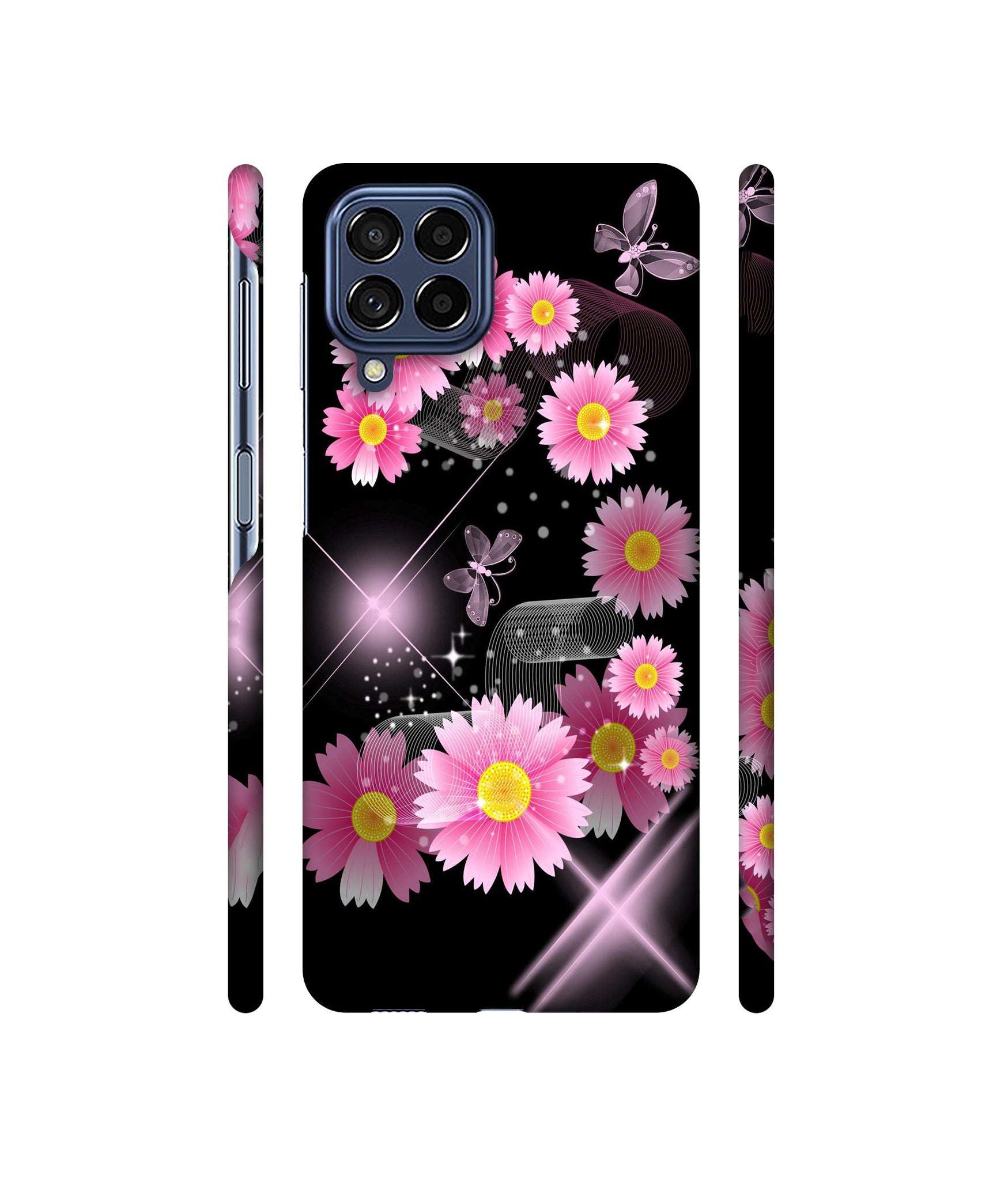 Pink Flower Designer Hard Back Cover for Samsung Galaxy M53 5G