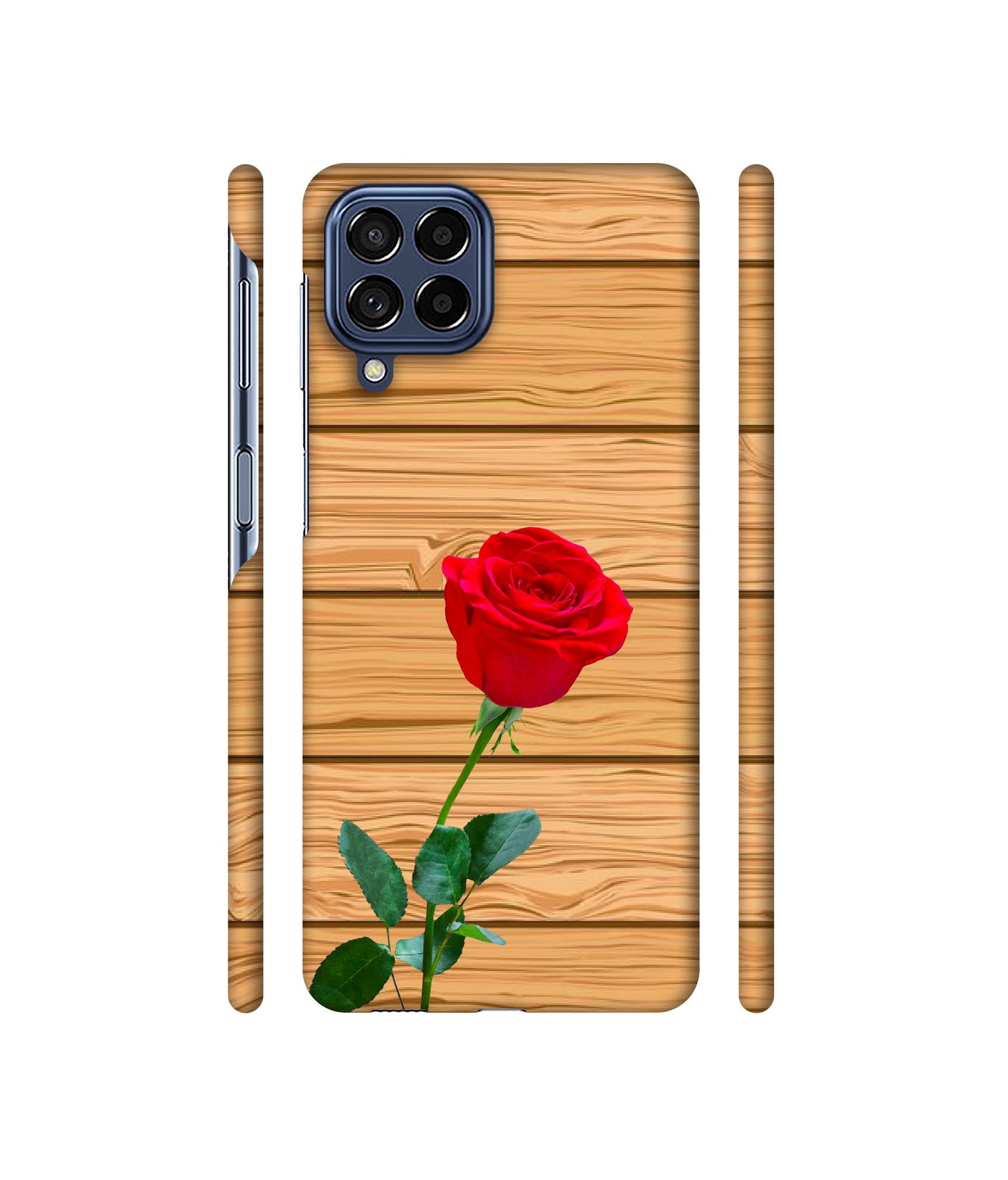 Rose With Wooden Texture Designer Hard Back Cover for Samsung Galaxy M53 5G