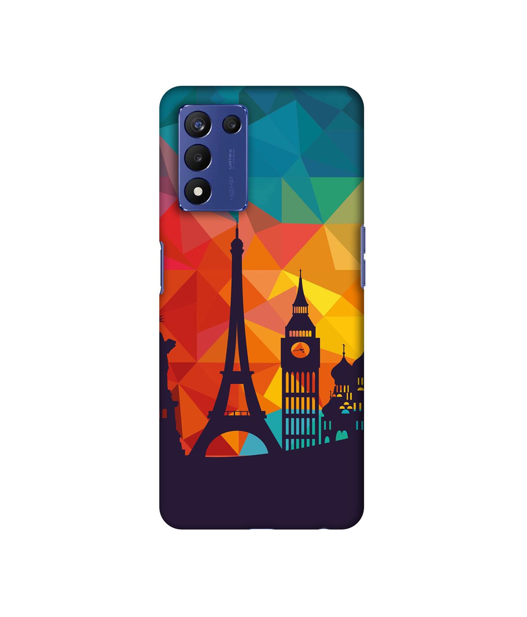 Colored Paris Designer Hard Back Cover for Realme 9 5G Speed Edition