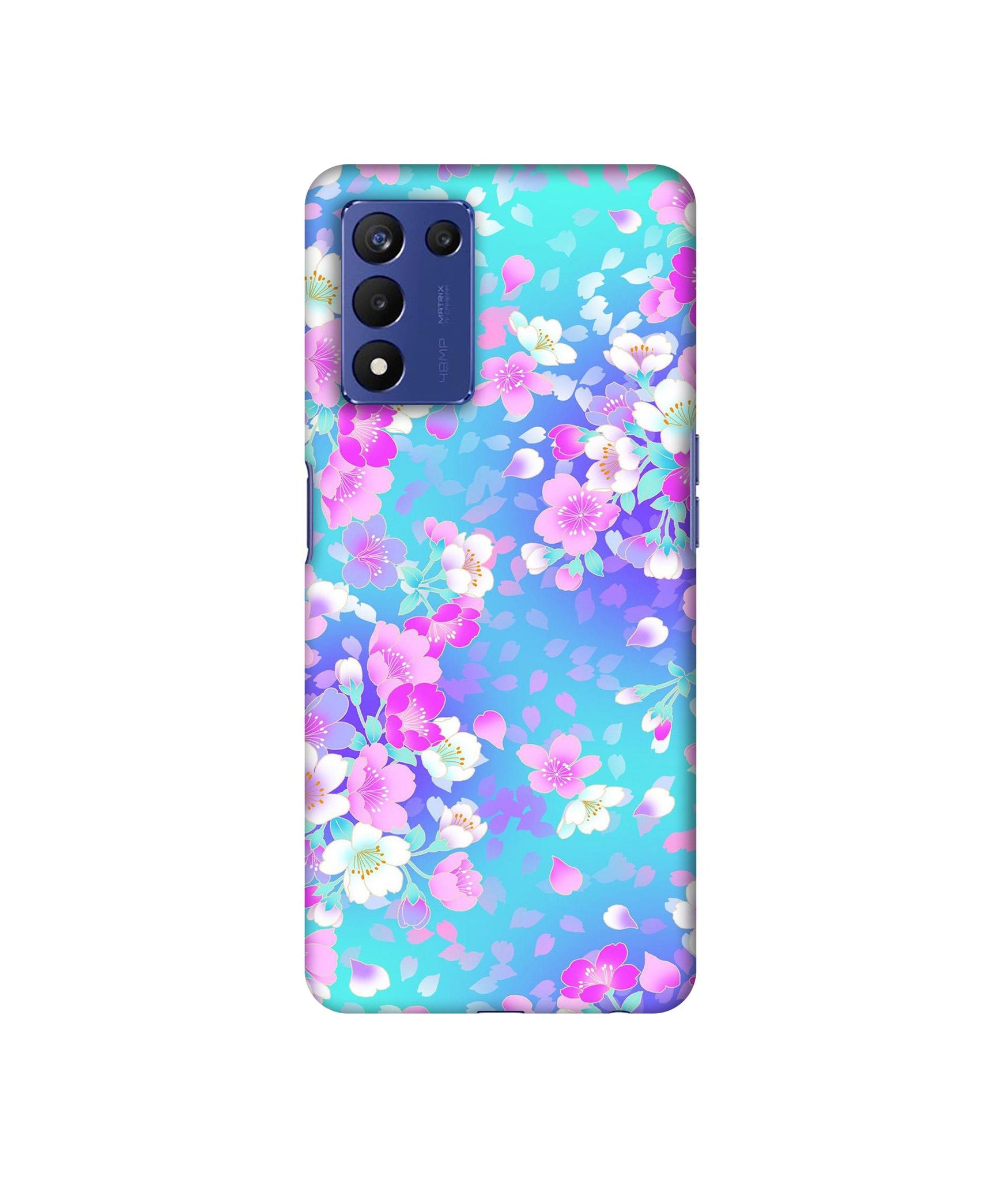 Floral Blue Pattern Designer Hard Back Cover for Realme 9 5G Speed Edition