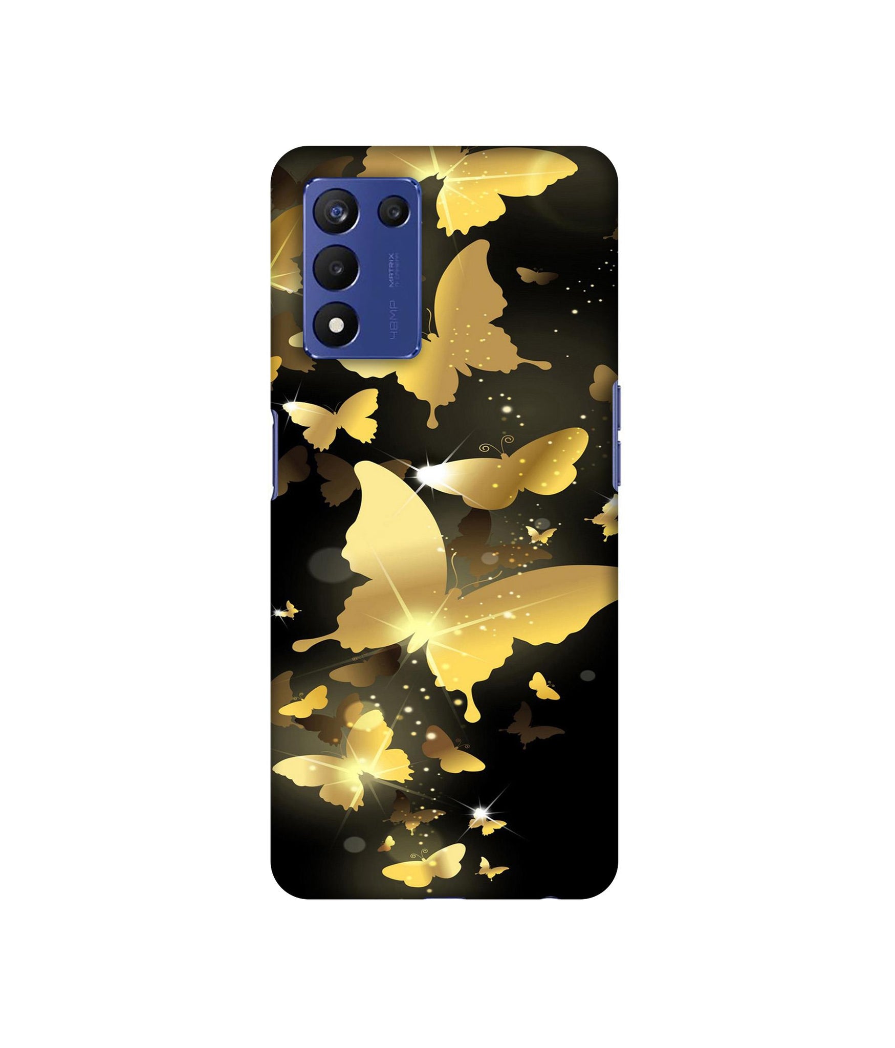 Golden Butterfly Pattern Designer Hard Back Cover for Realme 9 5G Speed Edition