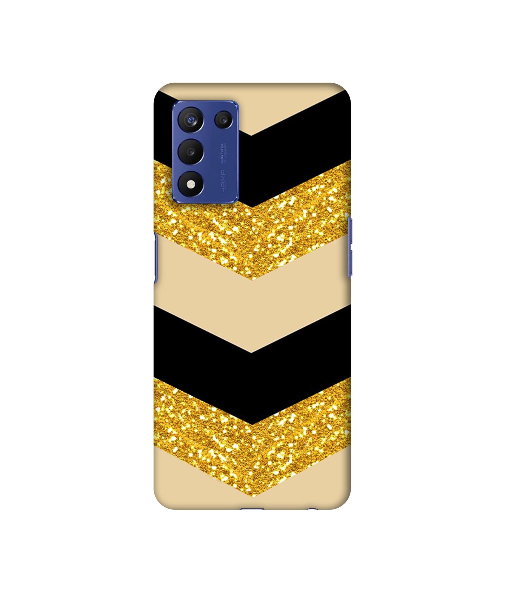 Black & Gold Designer Hard Back Cover for Realme 9 5G Speed Edition
