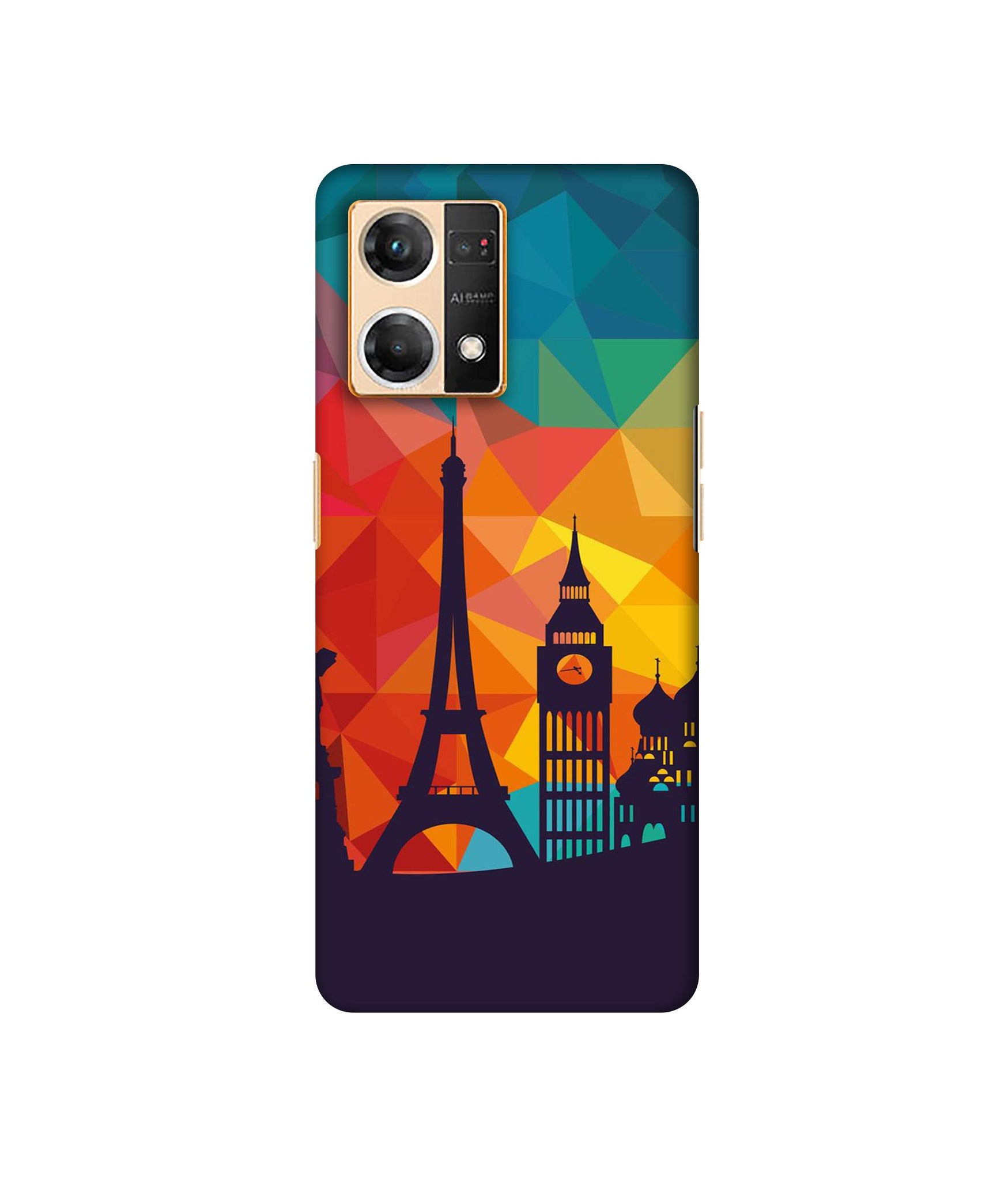 Colored Paris Designer Hard Back Cover for Oppo F21 Pro 4G