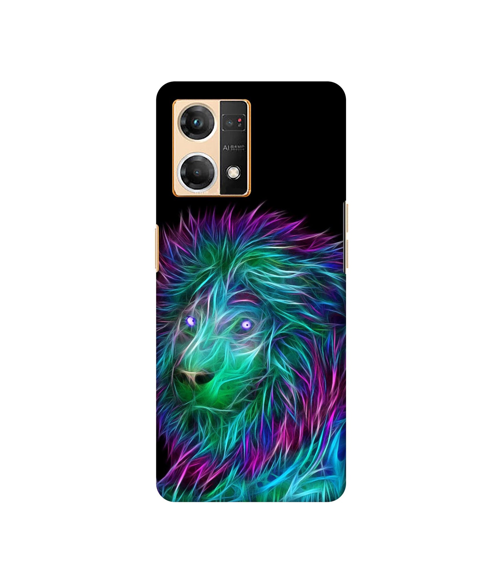 3D Lion Designer Hard Back Cover for Oppo F21 Pro 4G