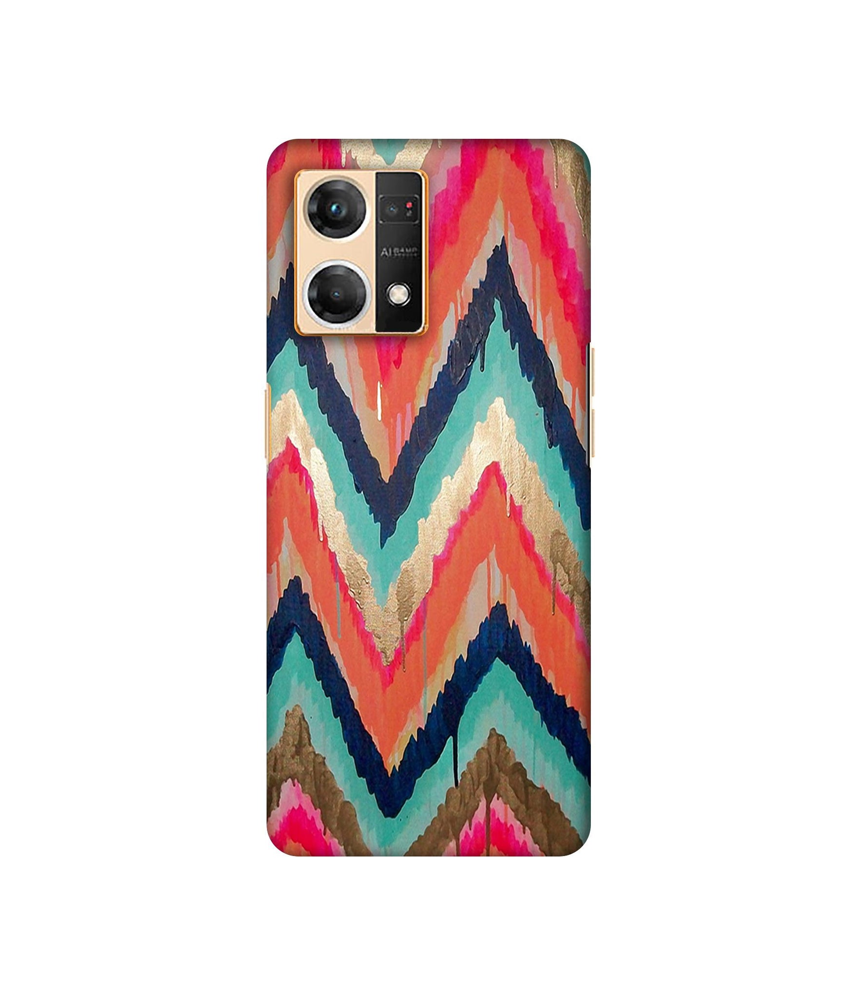 Colorful Zig-Zag Lines Art Designer Hard Back Cover for Oppo F21 Pro 4G
