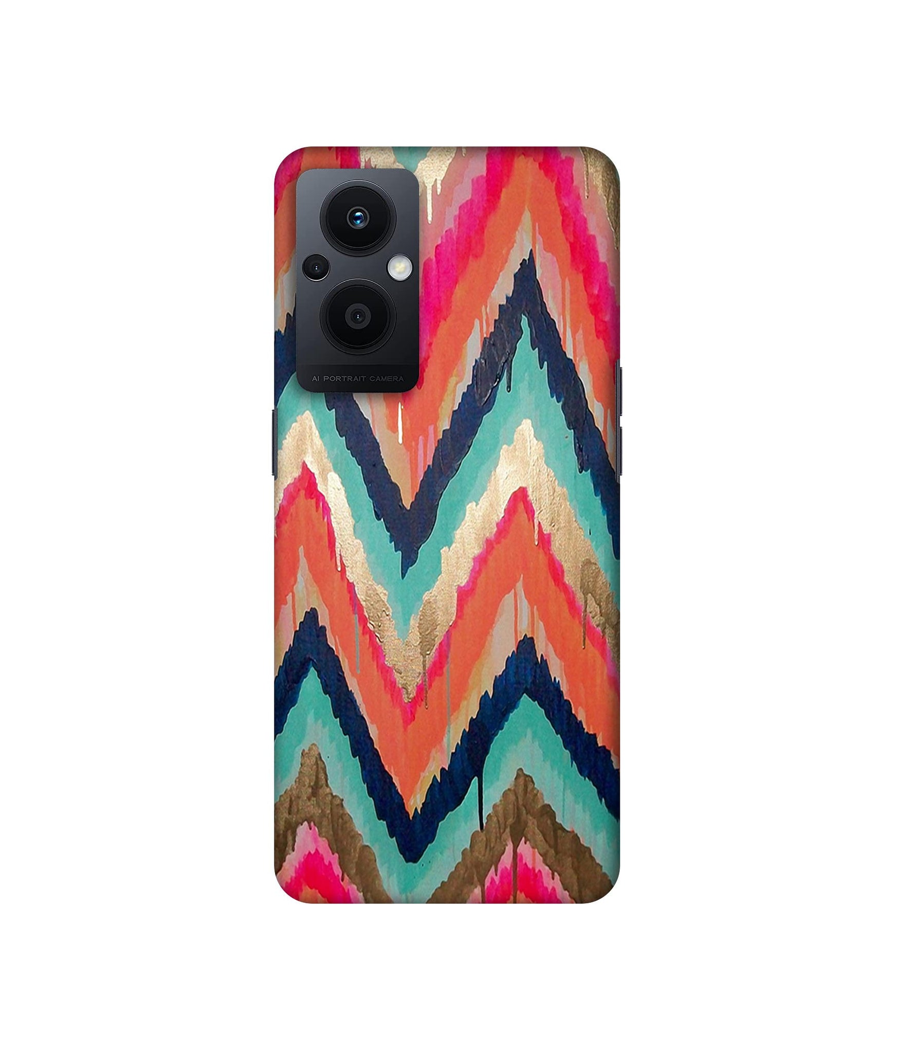 Colorful Zig-Zag Lines Art Designer Hard Back Cover for Oppo F21 Pro 5G