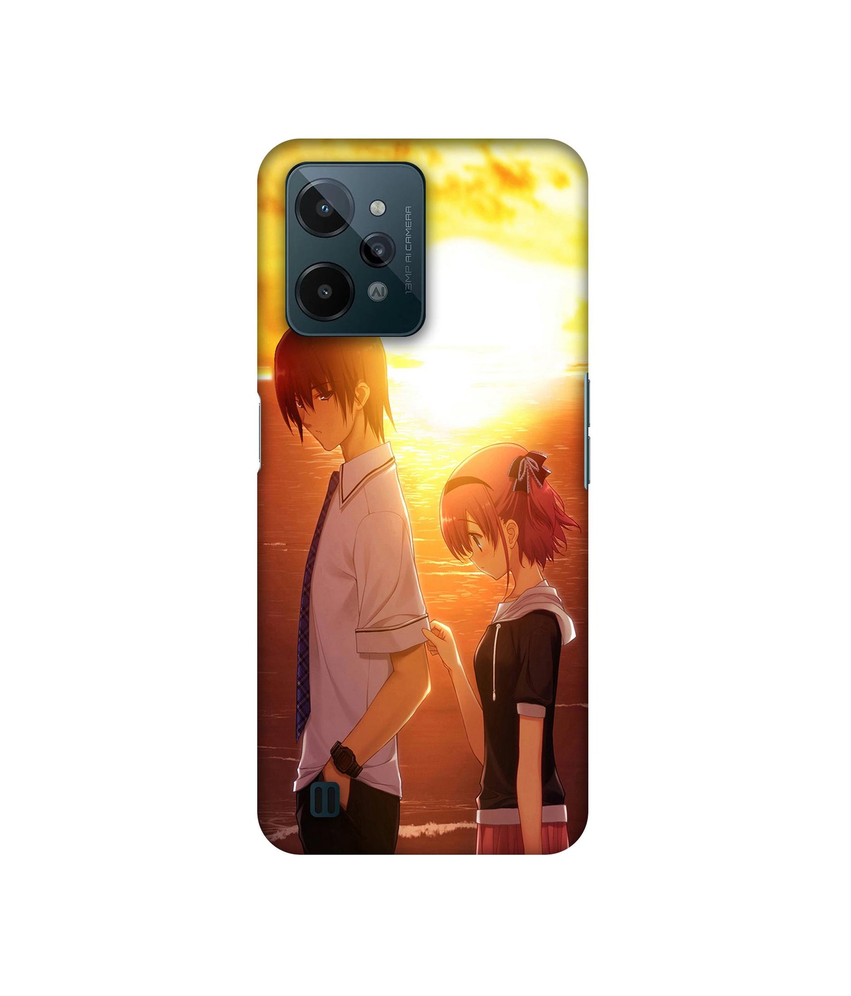Girl Boy Sunset Sea Designer Hard Back Cover for Realme C31 4G