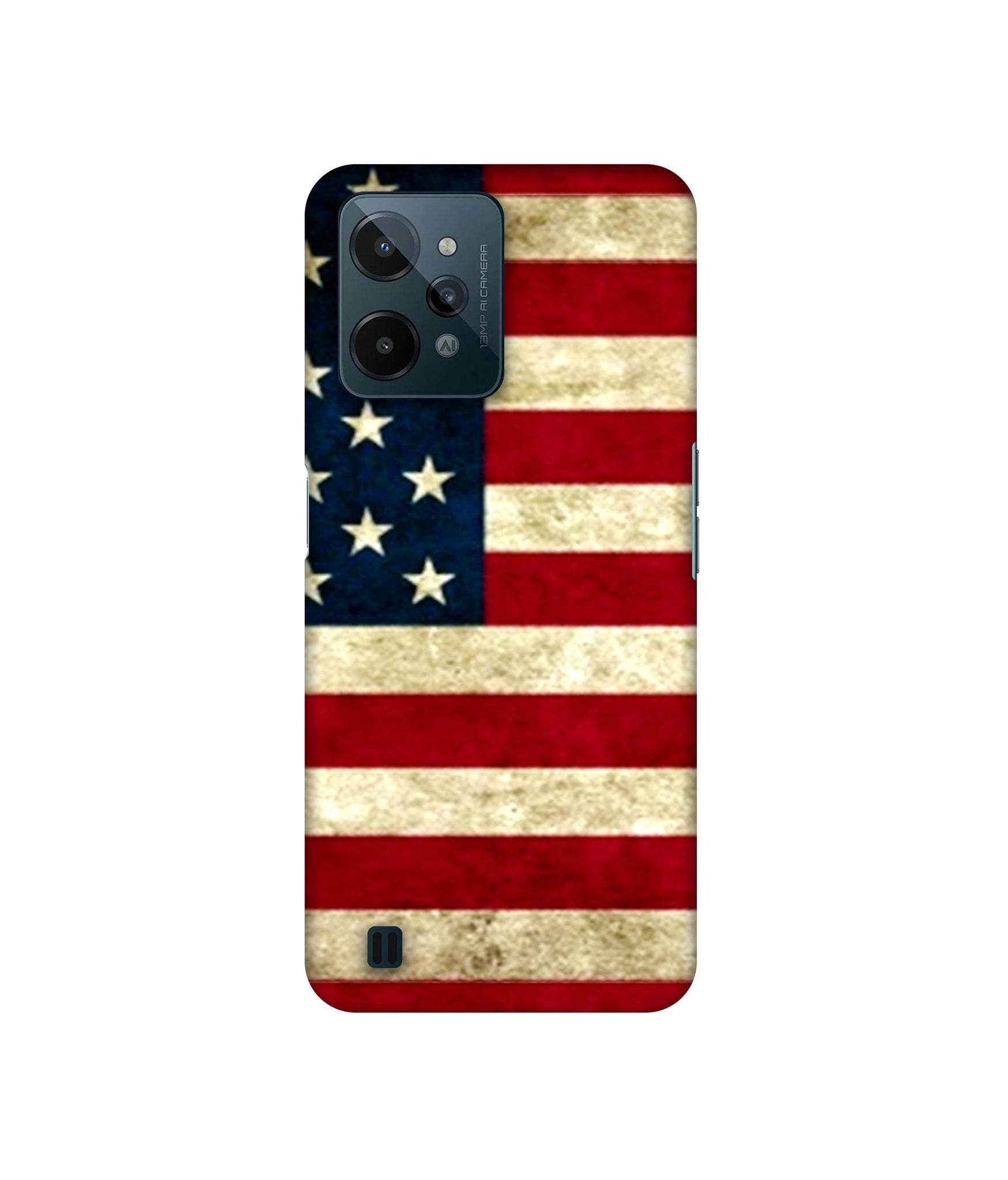 Multicoloured USA Flag Designer Hard Back Cover for Realme C31 4G