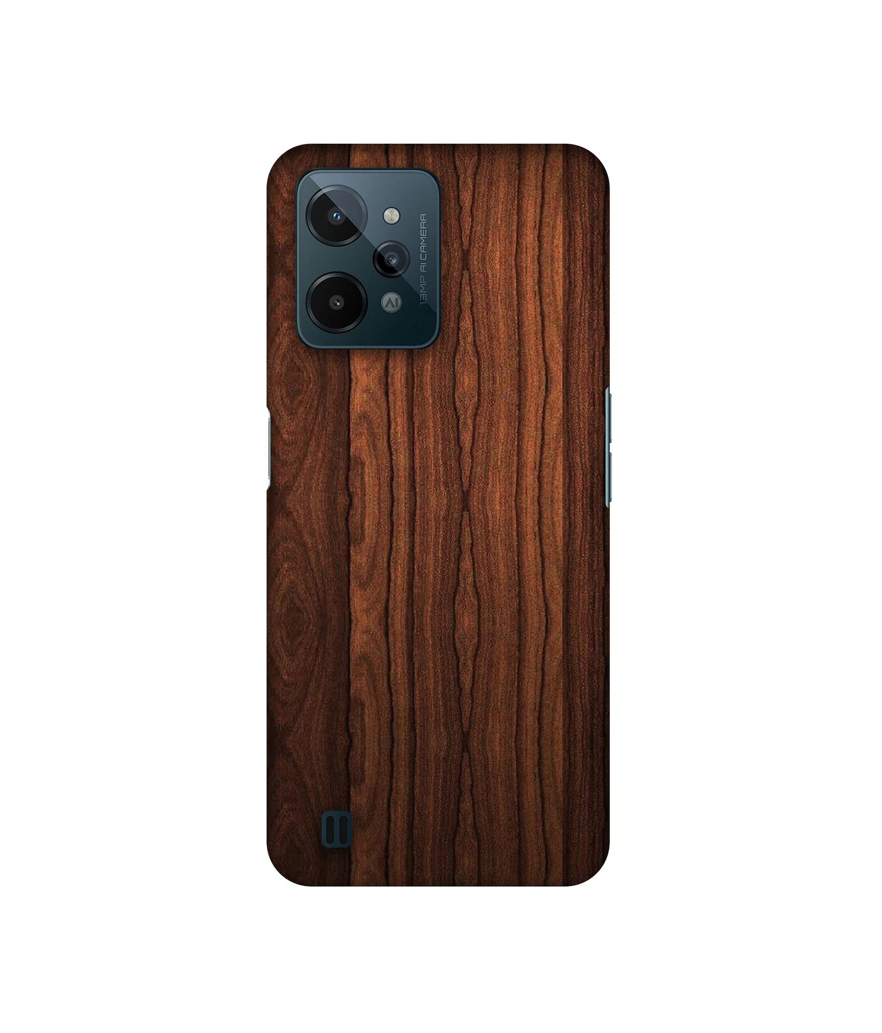 Brown Wooden Texture Designer Hard Back Cover for Realme C31 4G