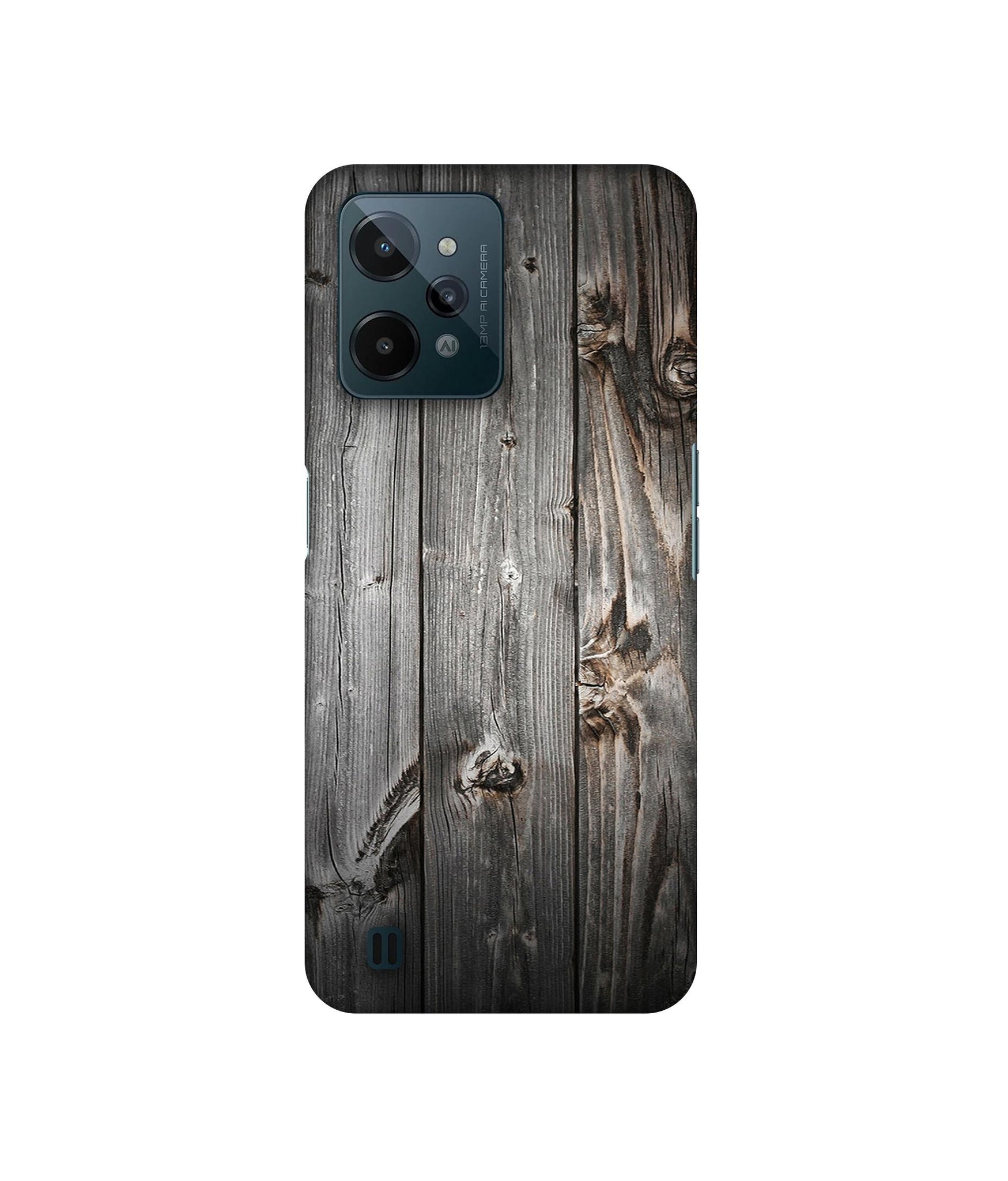 Grey Wooden Texture Designer Hard Back Cover for Realme C31 4G