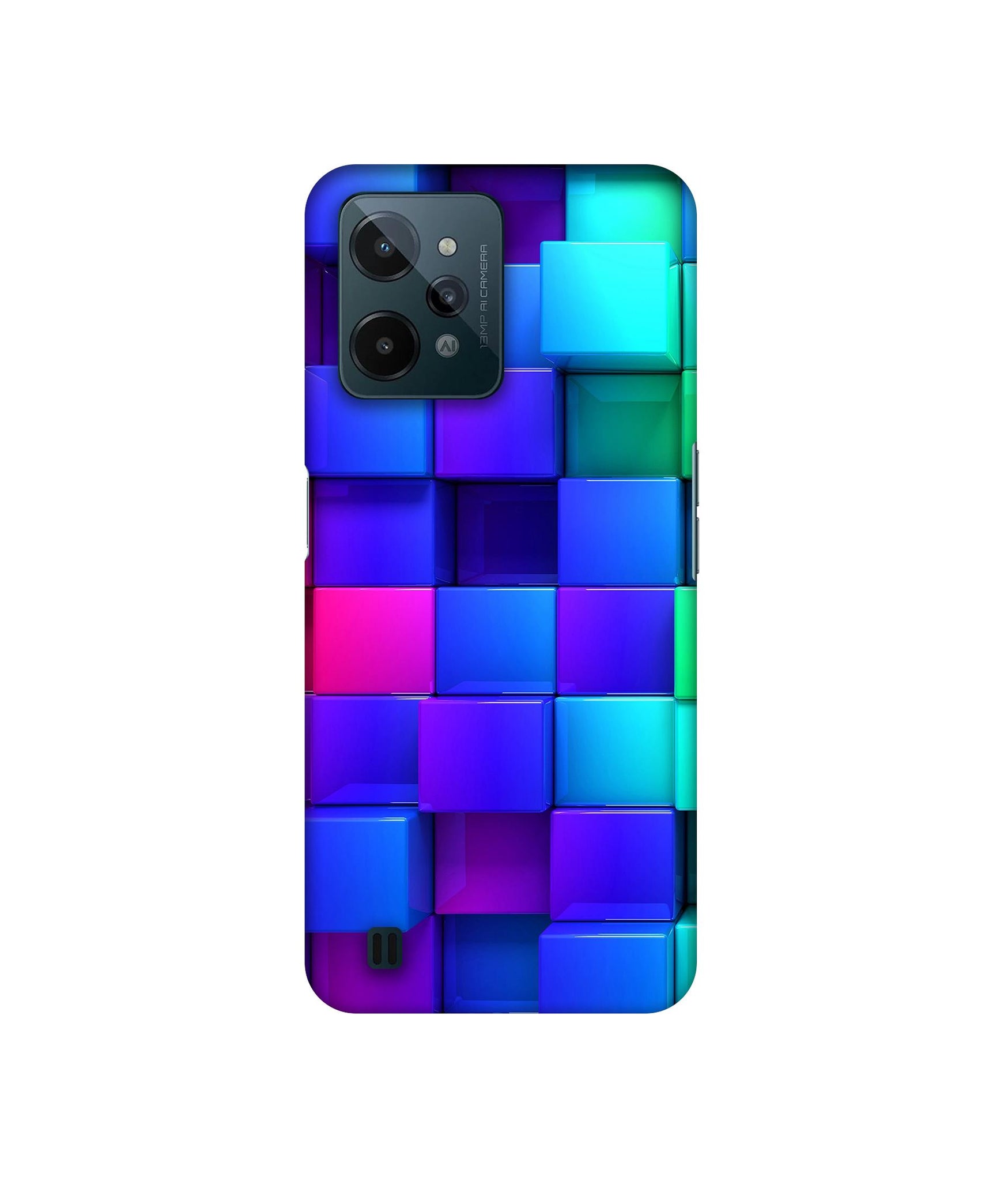 Blocks Rainbow 3D Graphics Designer Hard Back Cover for Realme C31 4G