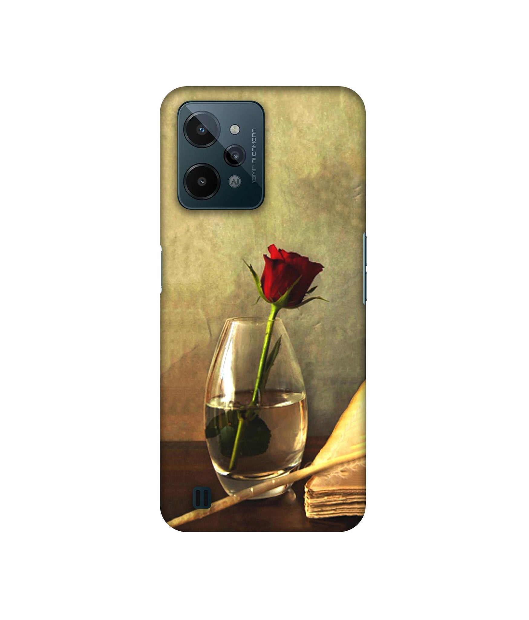 Red Rose in Glass Designer Hard Back Cover for Realme C31 4G
