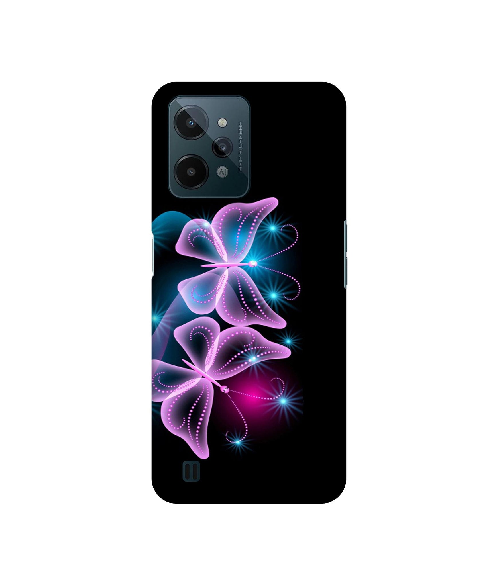 Butterflies Neon Light Designer Hard Back Cover for Realme C31 4G