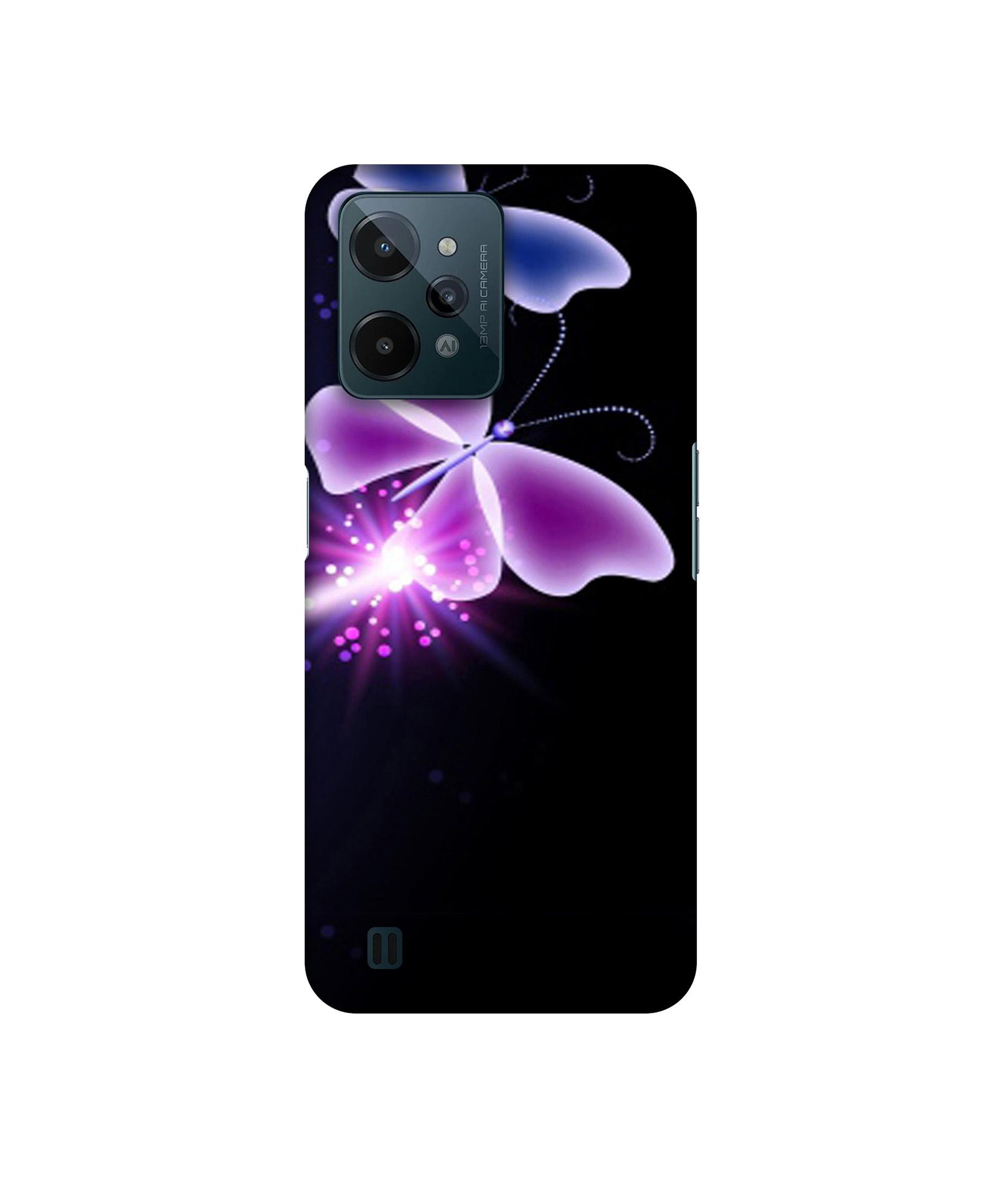 Neon Butterfly Light Abstract Shine Designer Hard Back Cover for Realme C31 4G
