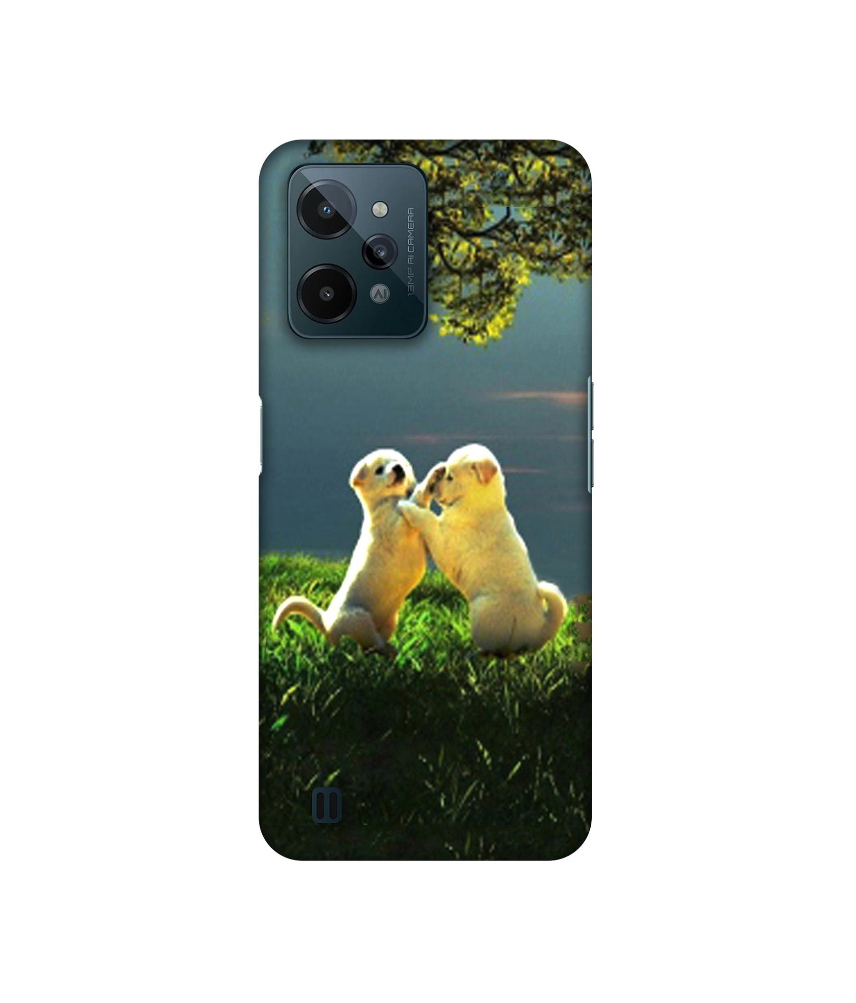 Puppy Couple Play Kids Nature Designer Hard Back Cover for Realme C31 4G