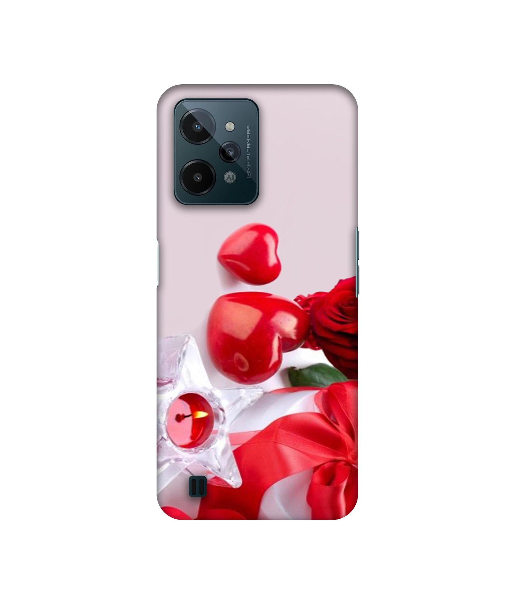 Red Rose Heart Valentines Couple Designer Hard Back Cover for Realme C31 4G