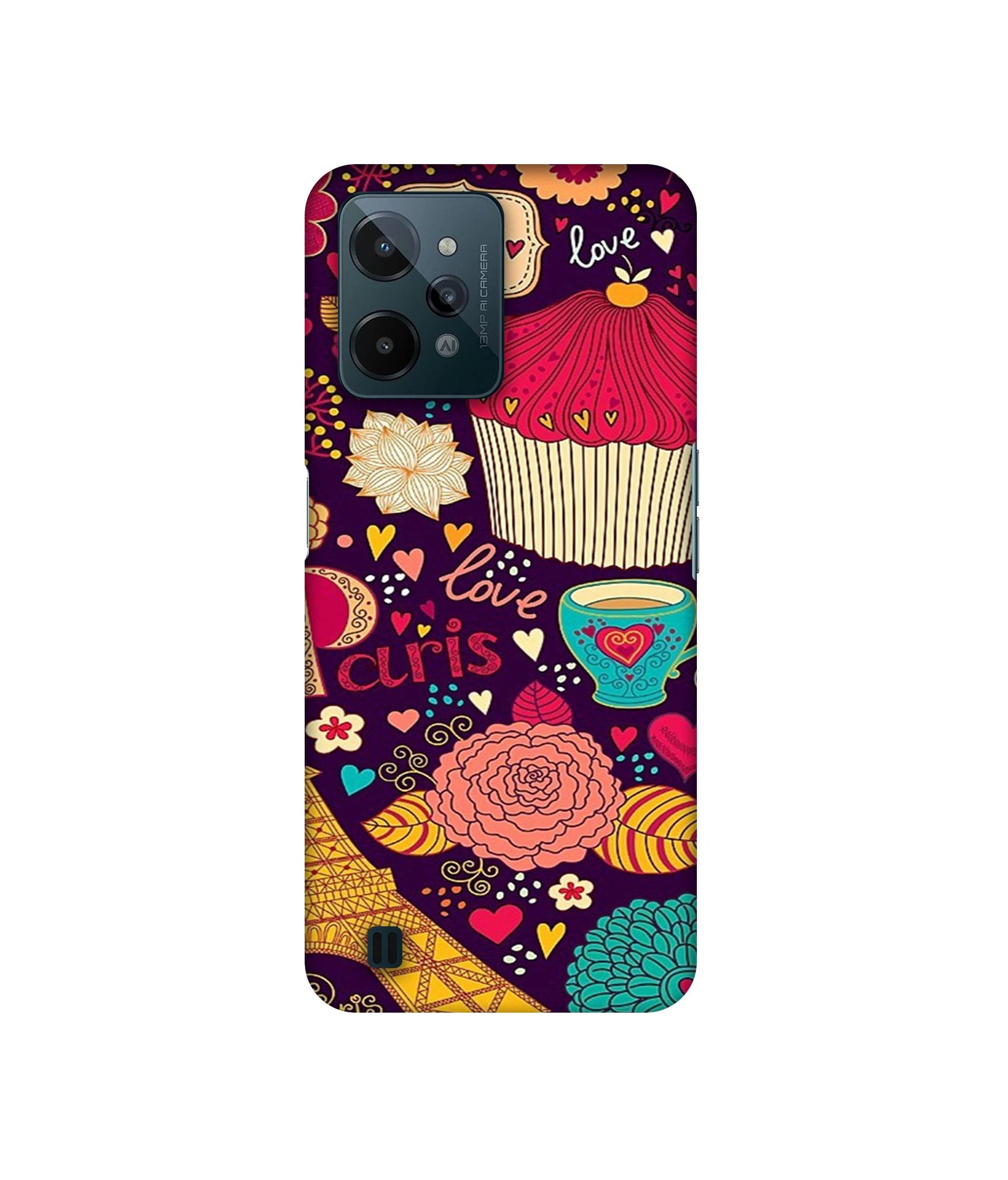 Paris Flower Love Designer Hard Back Cover for Realme C31 4G