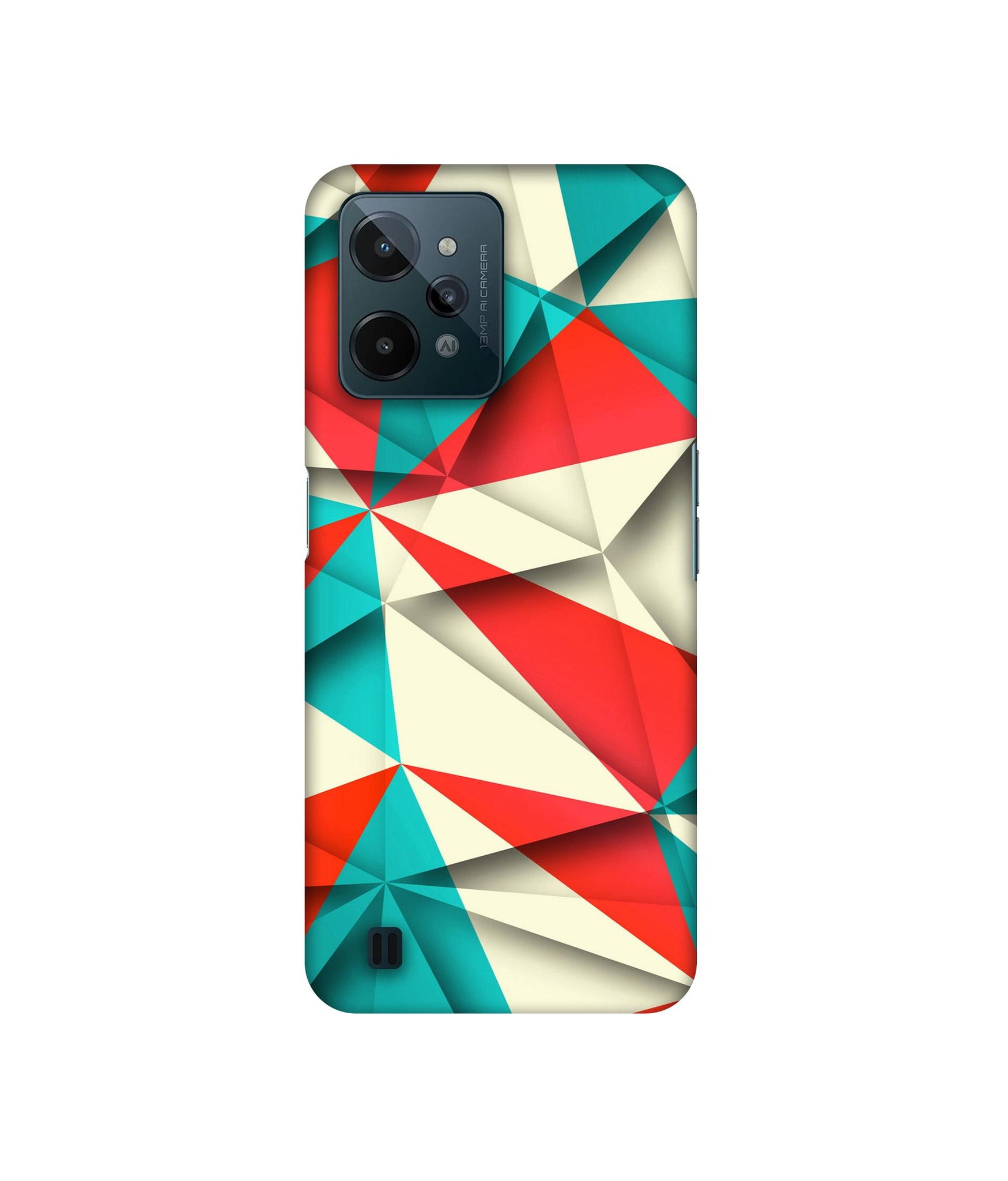 Red Blue White Pattern Designer Hard Back Cover for Realme C31 4G