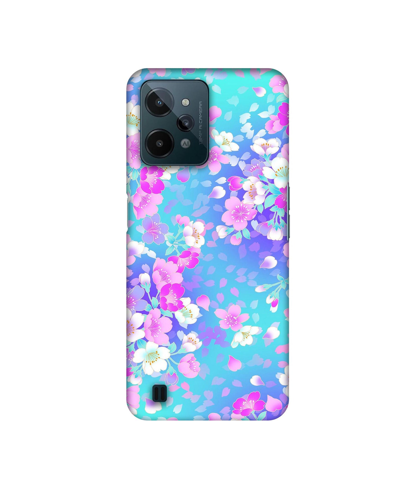 Floral Blue Pattern Designer Hard Back Cover for Realme C31 4G
