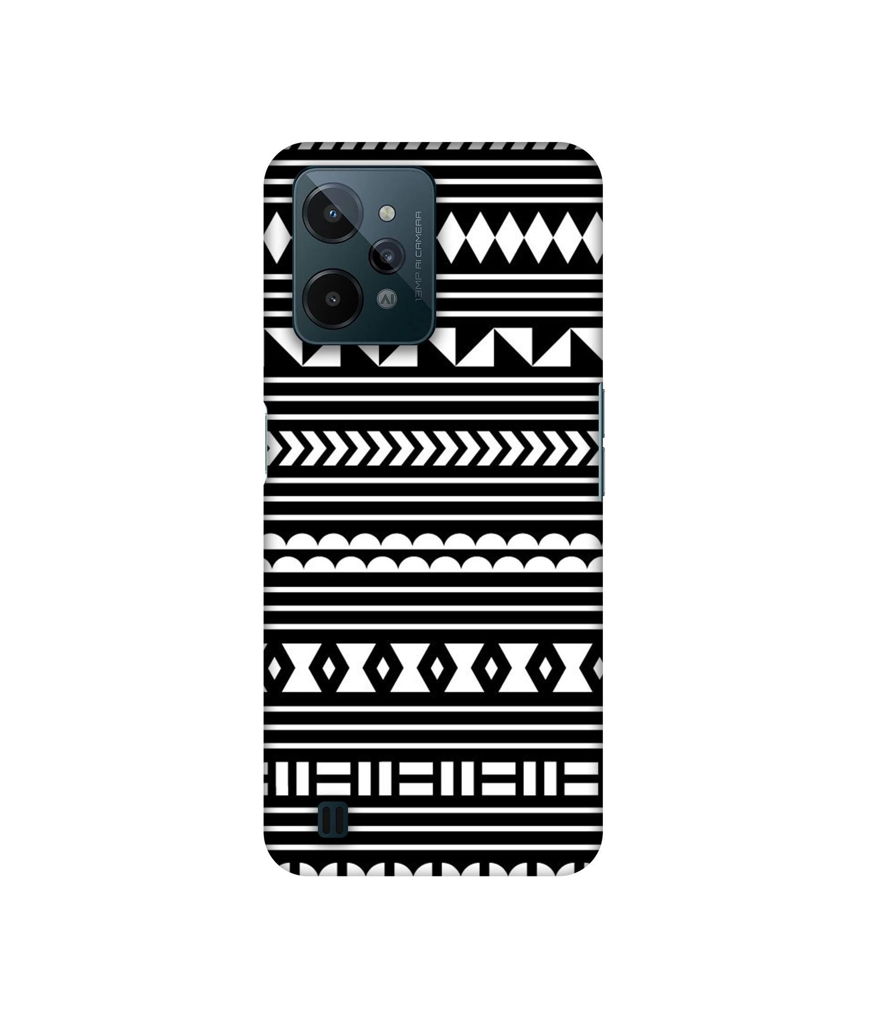 Black Pattern Designer Hard Back Cover for Realme C31 4G