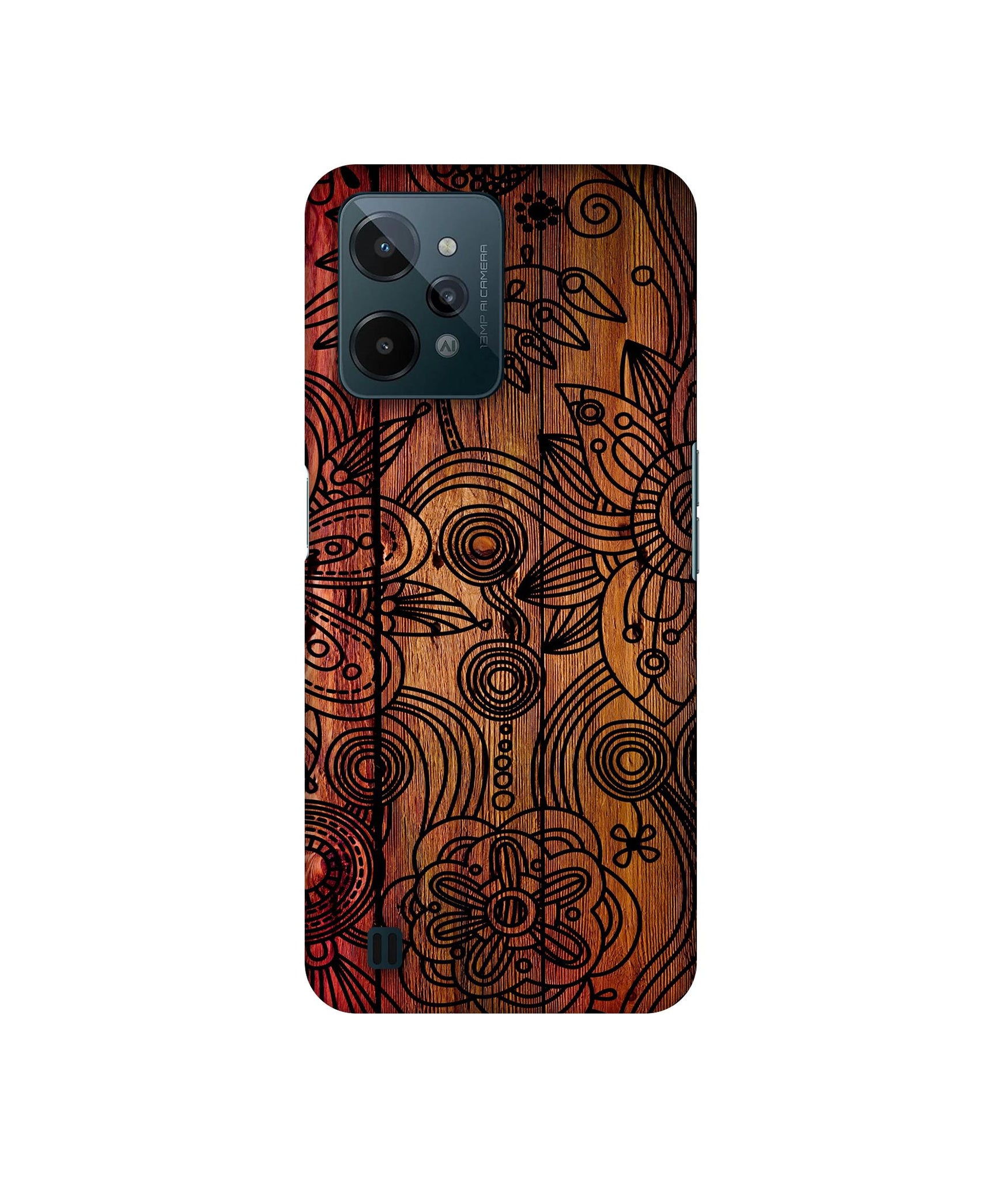 Dark Wooden Background Designer Hard Back Cover for Realme C31 4G