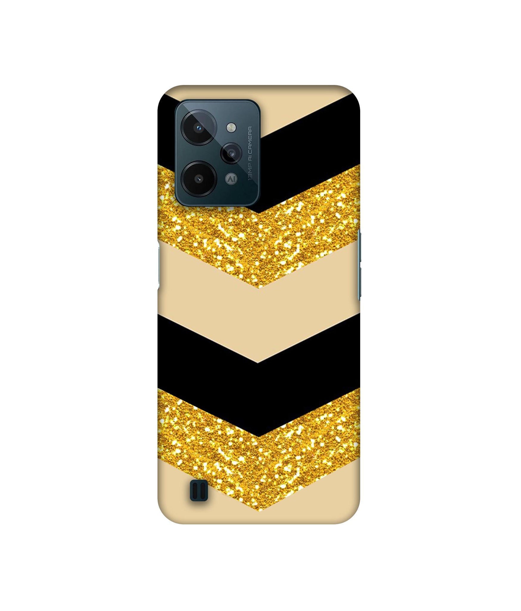 Black & Gold Designer Hard Back Cover for Realme C31 4G